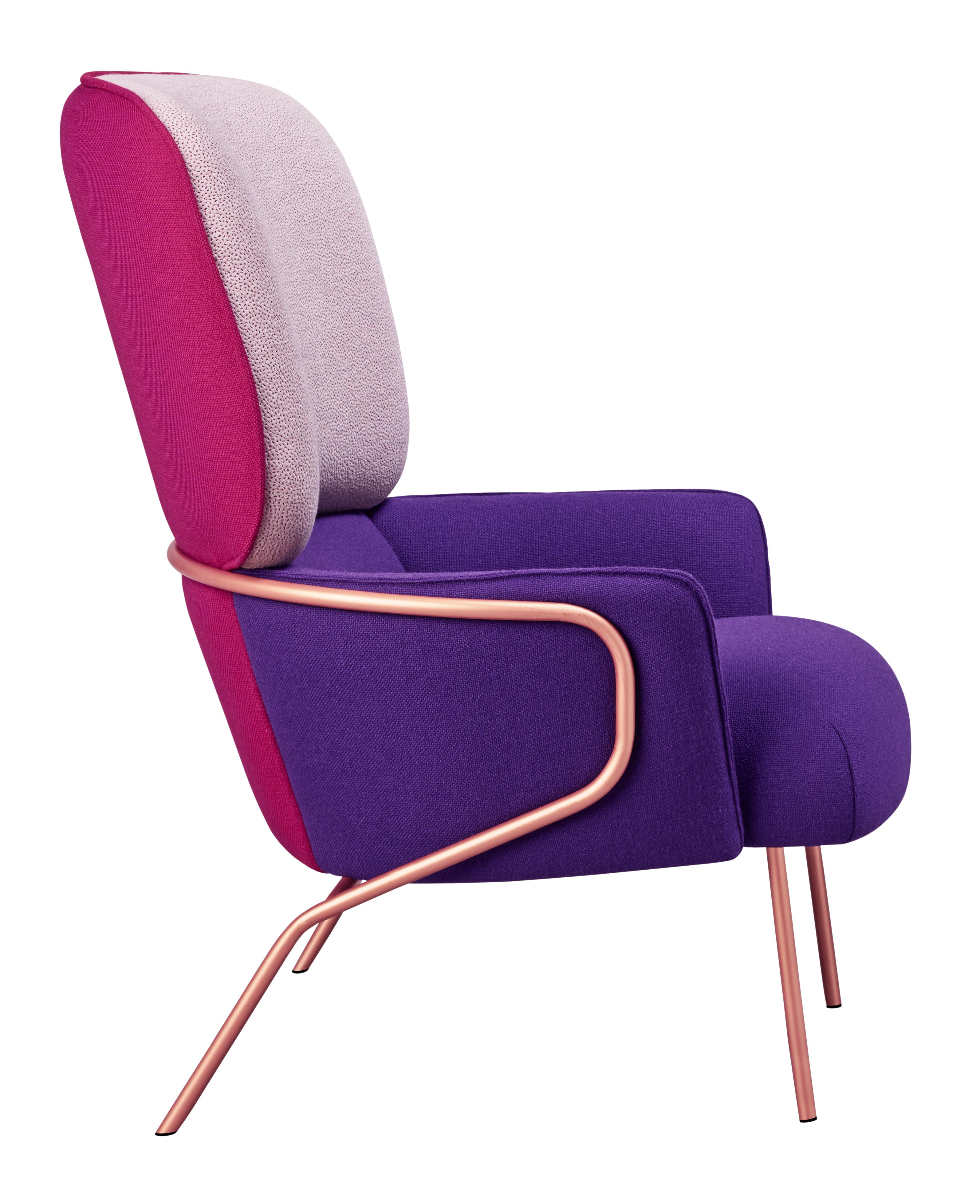 Post-Modern Pair of Cotton Armchairs, Purple by Eli Gutiérrez