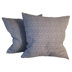 Pair of Cotton Greek Key Pattern Pillows