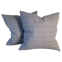 Pair of Cotton Greek Key Pattern Pillows