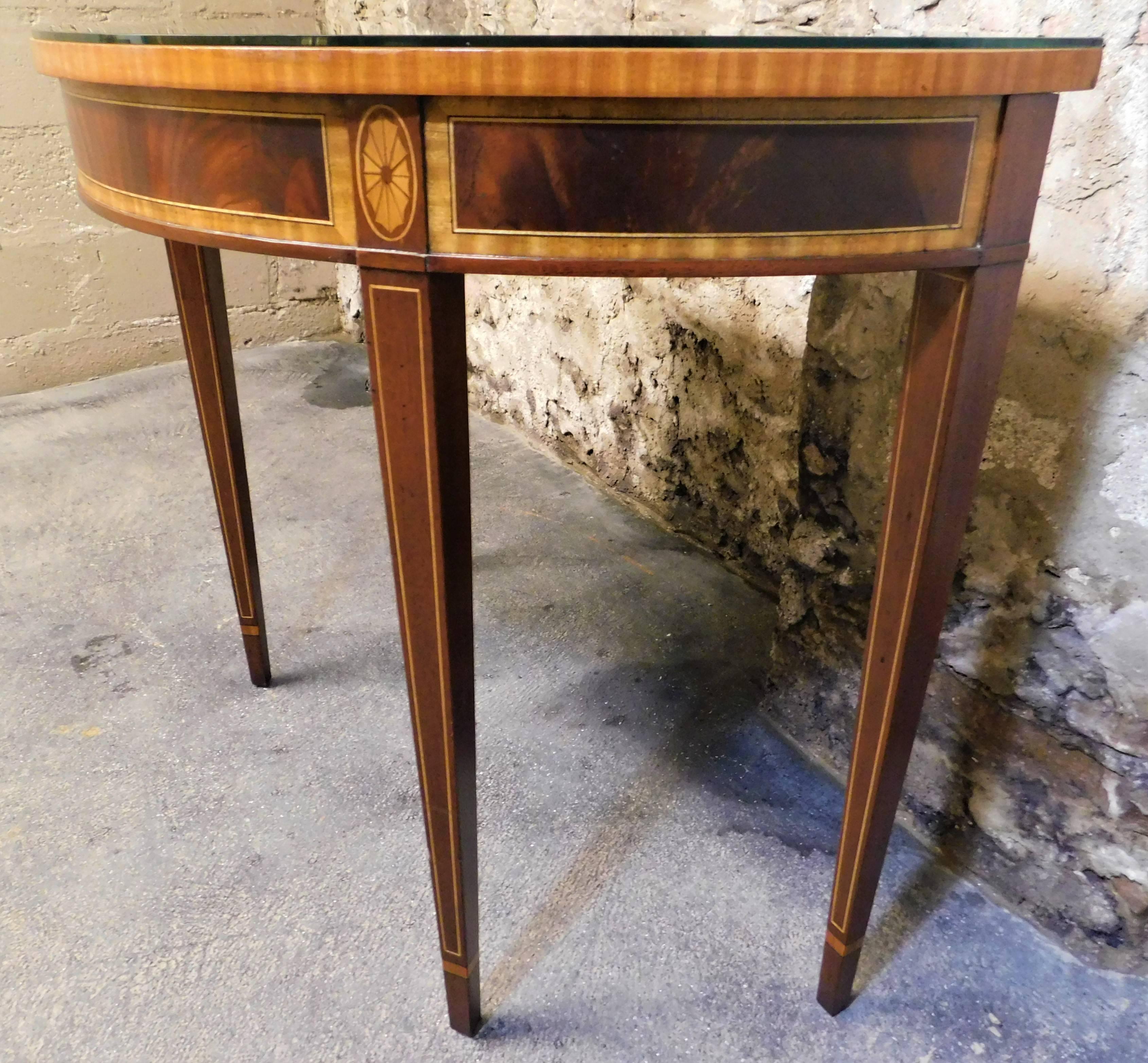 Pair of Councill Craftsman Half Moon Inlaid Tables 6