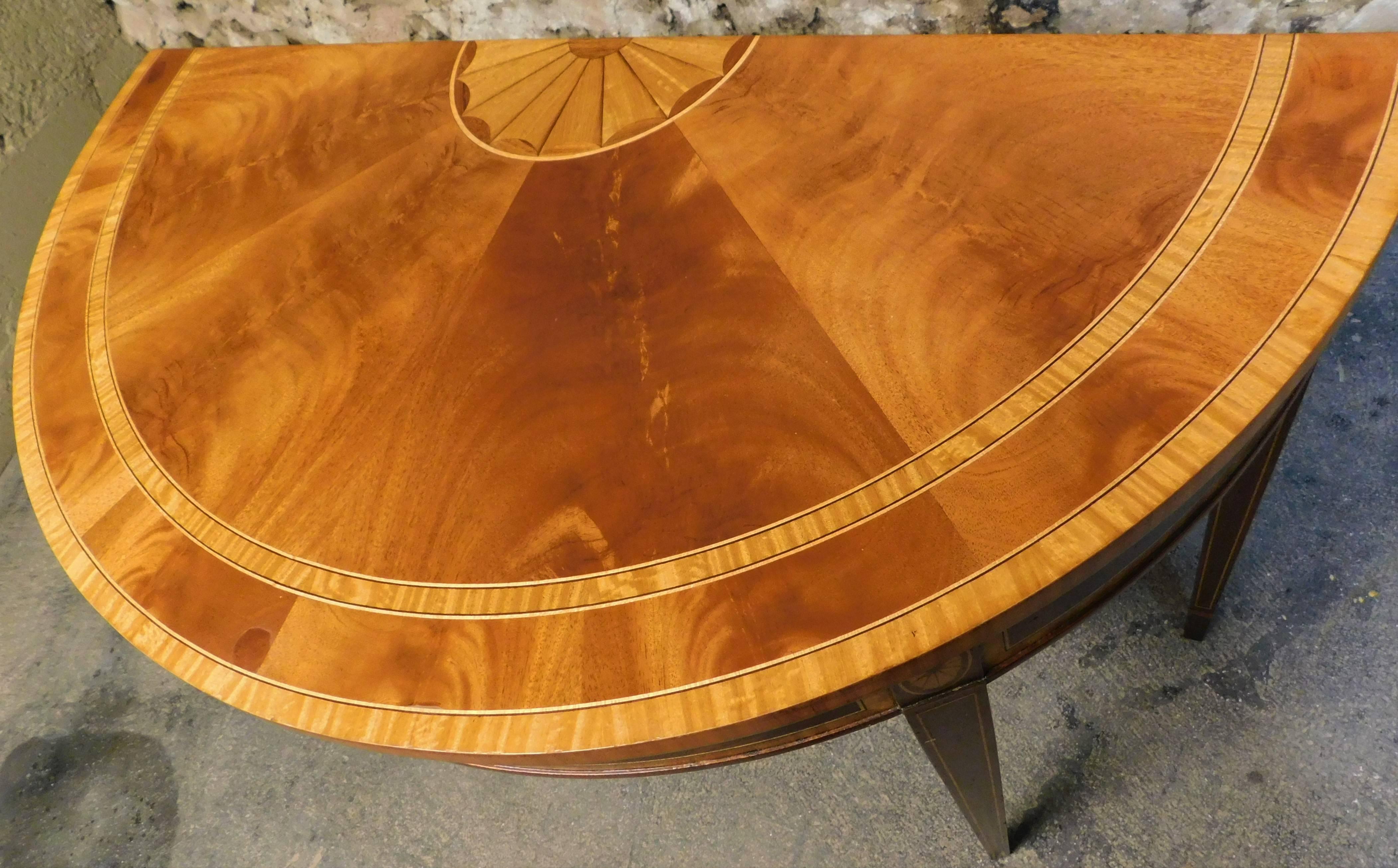 Georgian Pair of Councill Craftsman Half Moon Inlaid Tables