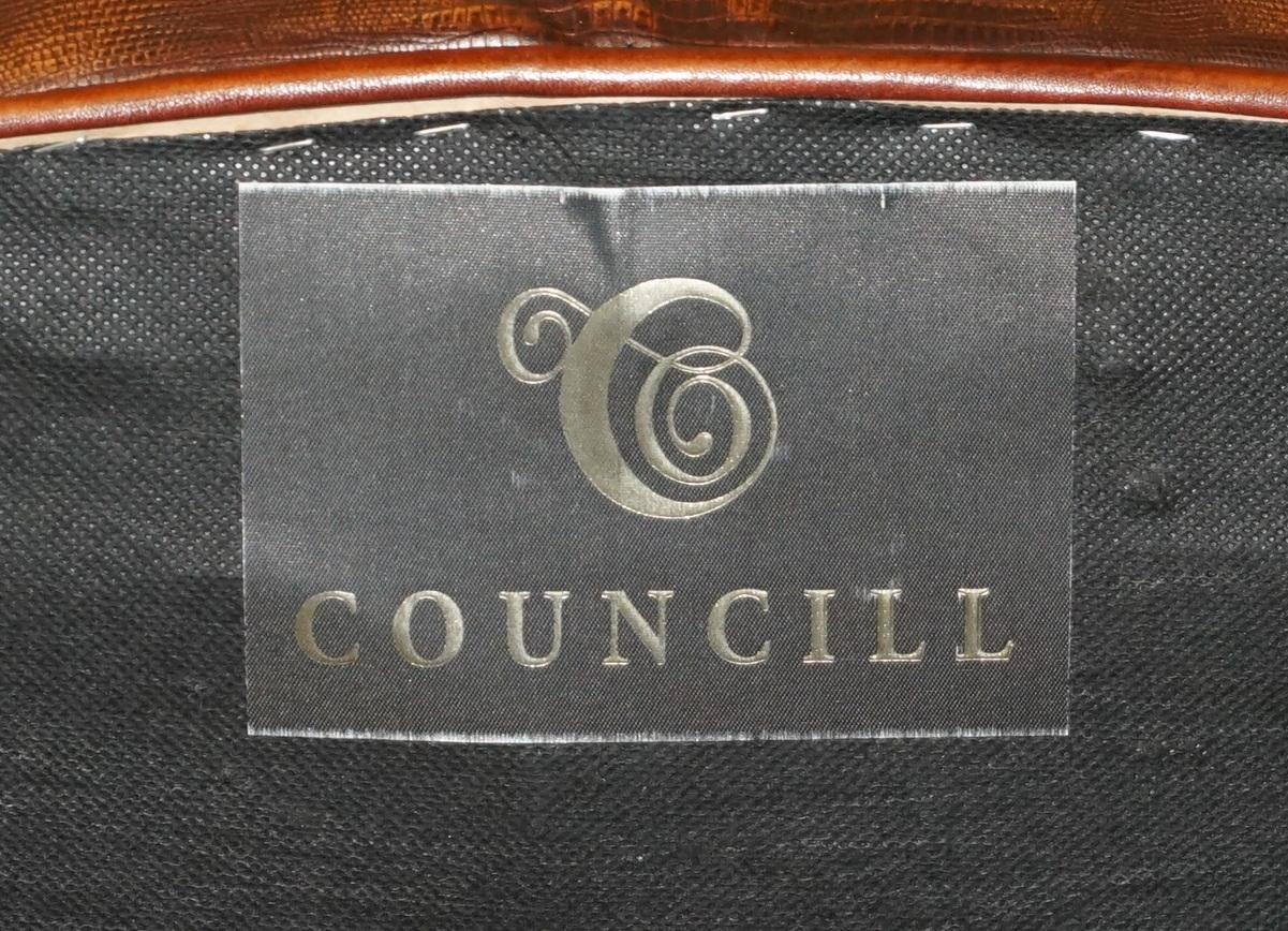 PAIR OF COUNCILL USA BROWN CROCODILE ALLIGATOR LEATHER CLAW & BALL ARMCHAIRs For Sale 10