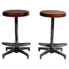 Vintage Pair of Counter Height Swiveling Bar Stools