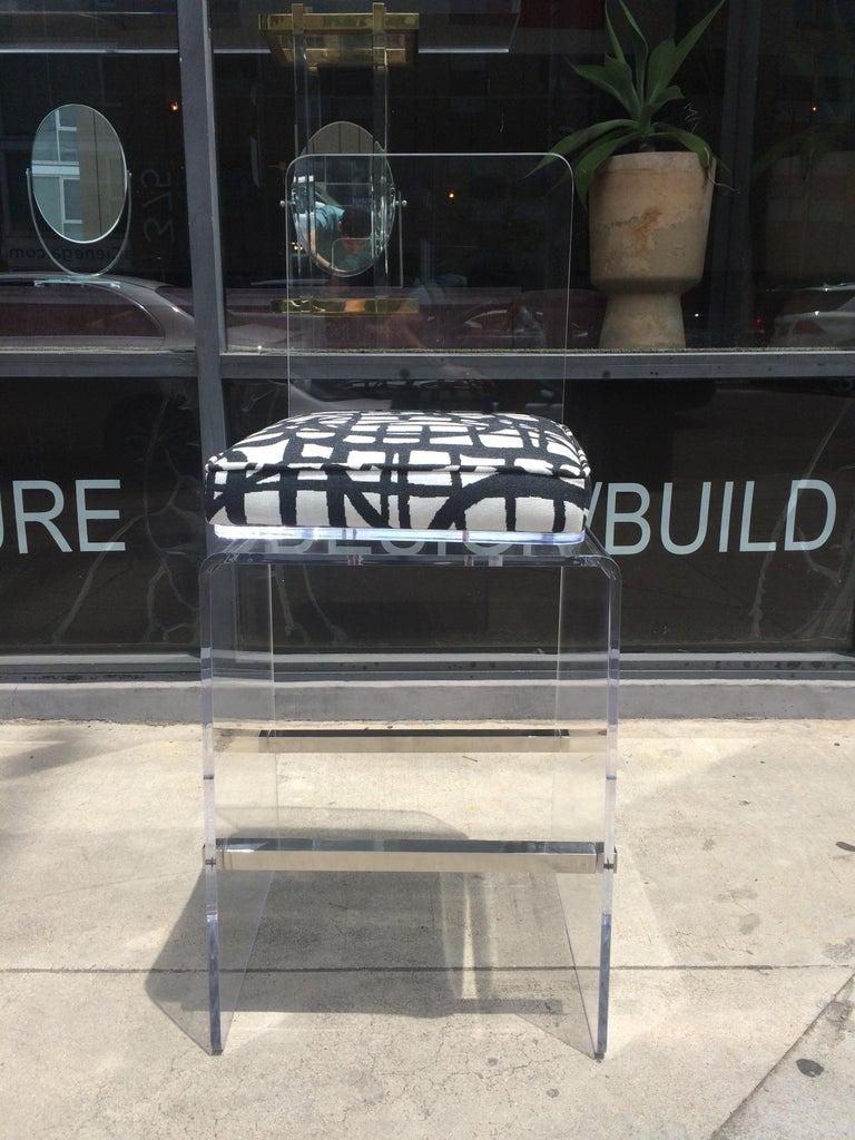 Pair of Counter Stools in Lucite & Stainless Steel by Charles Hollis Jones In Good Condition In Los Angeles, CA