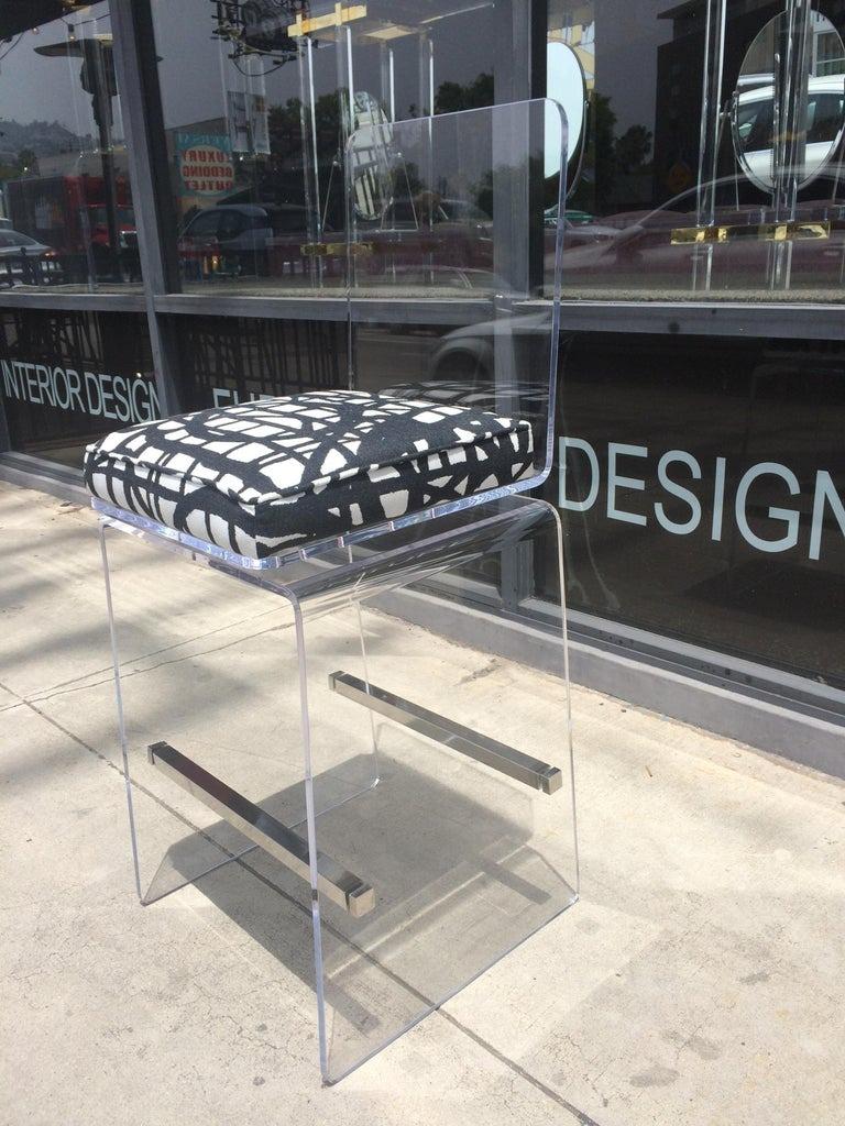 Late 20th Century Pair of Counter Stools in Lucite & Stainless Steel by Charles Hollis Jones