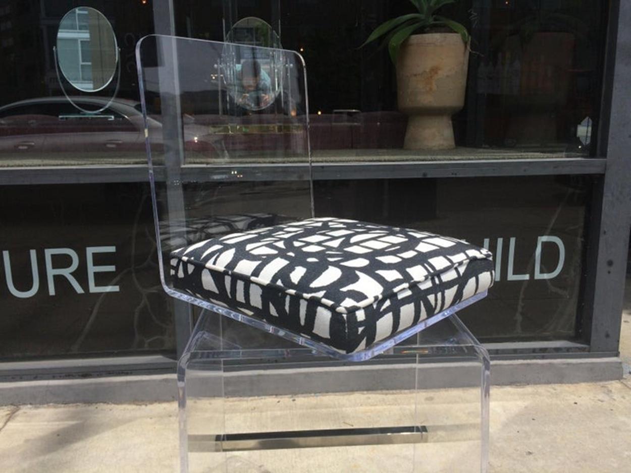Pair of Counter Stools in Lucite & Stainless Steel by Charles Hollis Jones 2
