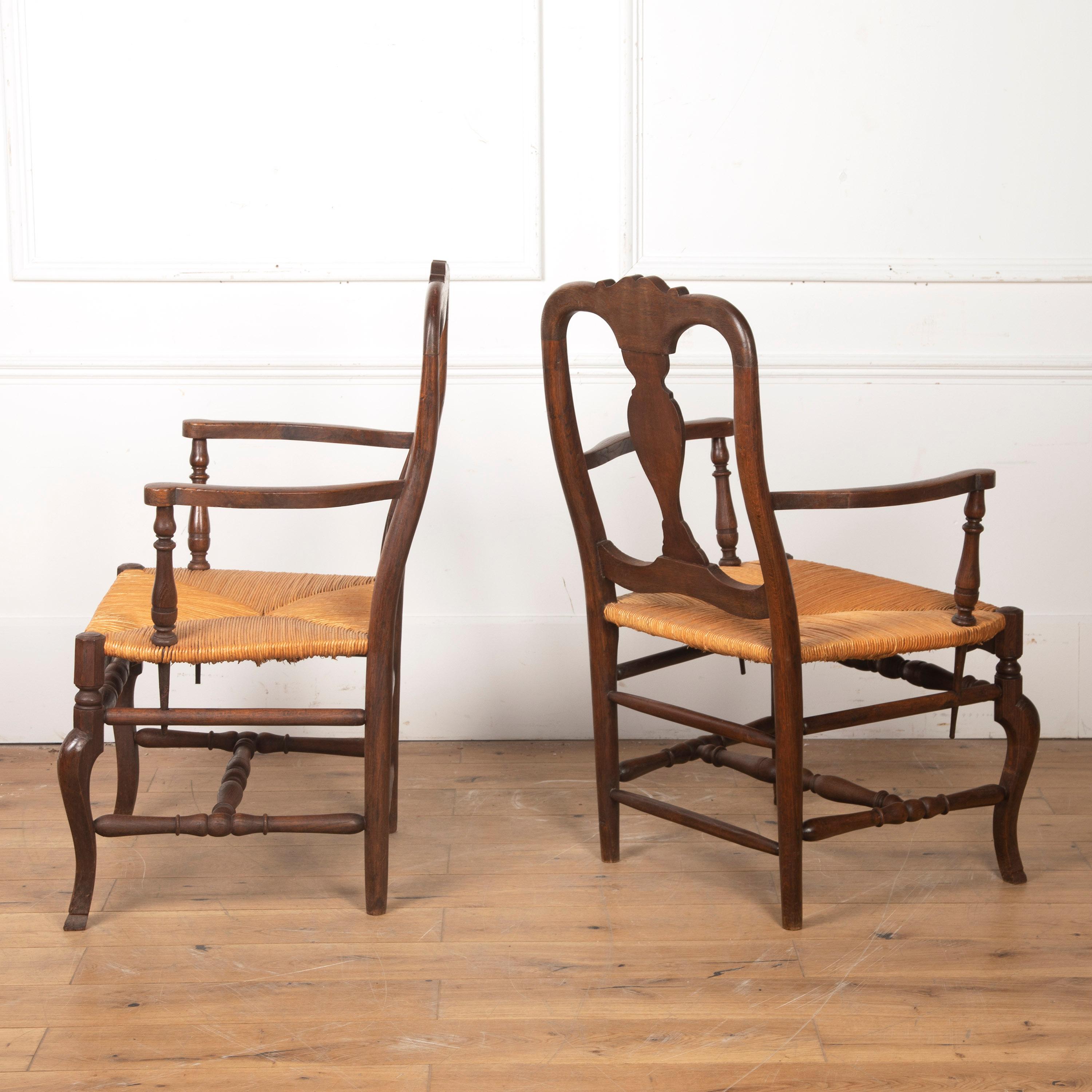 French Provincial Pair of Country Carver Chairs