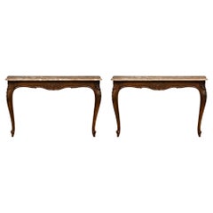 Pair of Country French 19th Century Louis XV St. Walnut Consoles