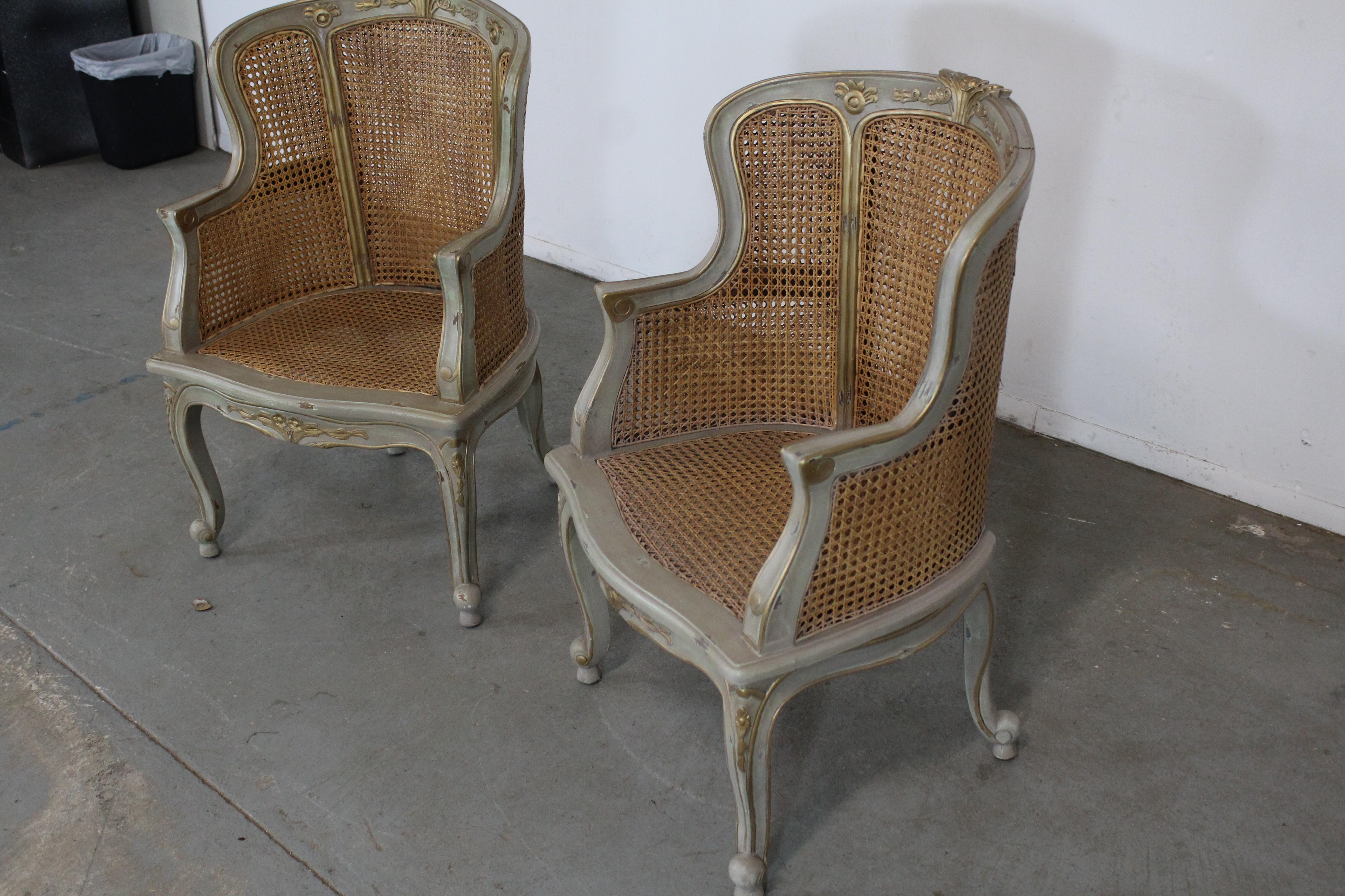 Pair of Country French Caned Arm Chairs 2