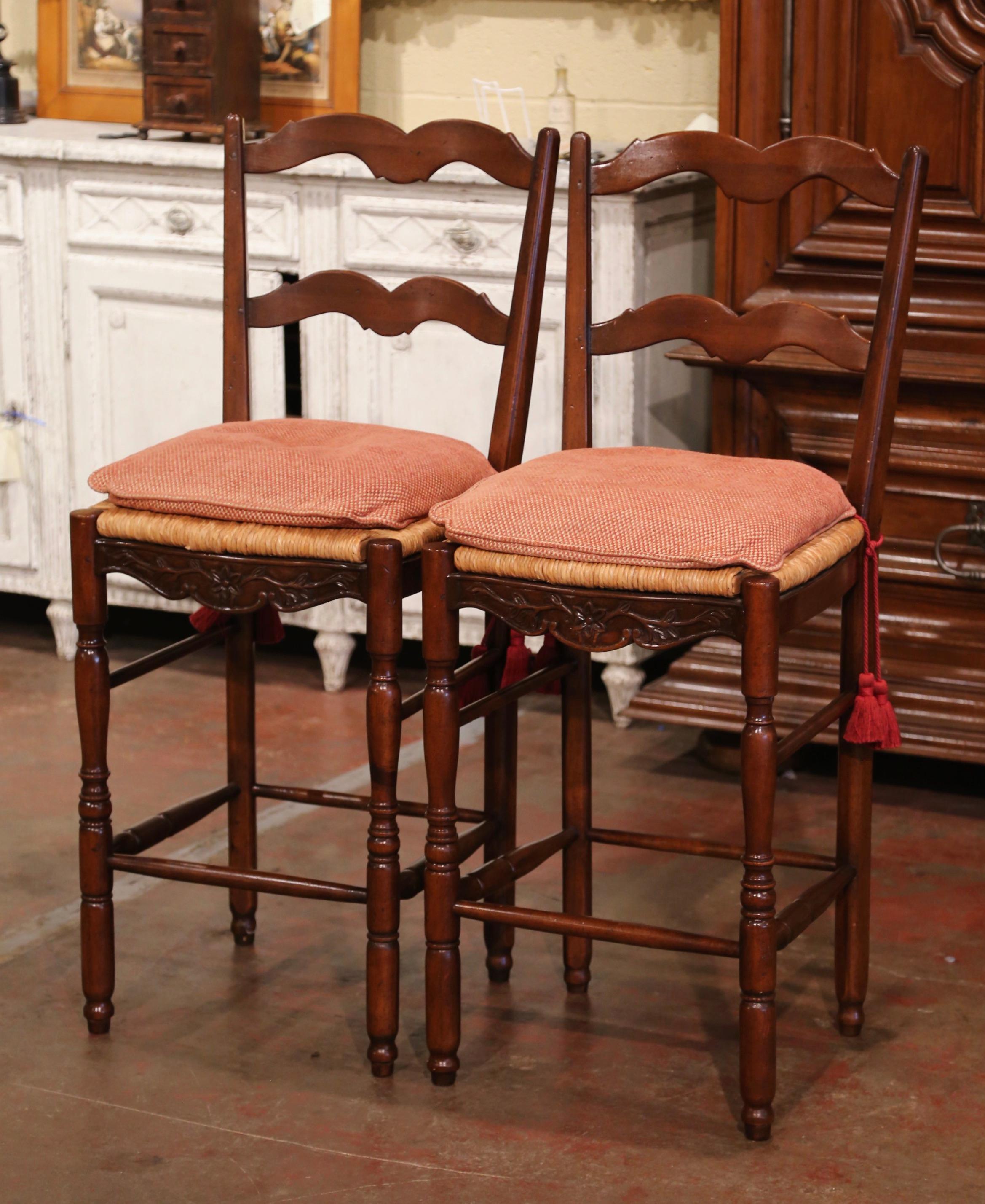 ladder back bar stools with rush seats