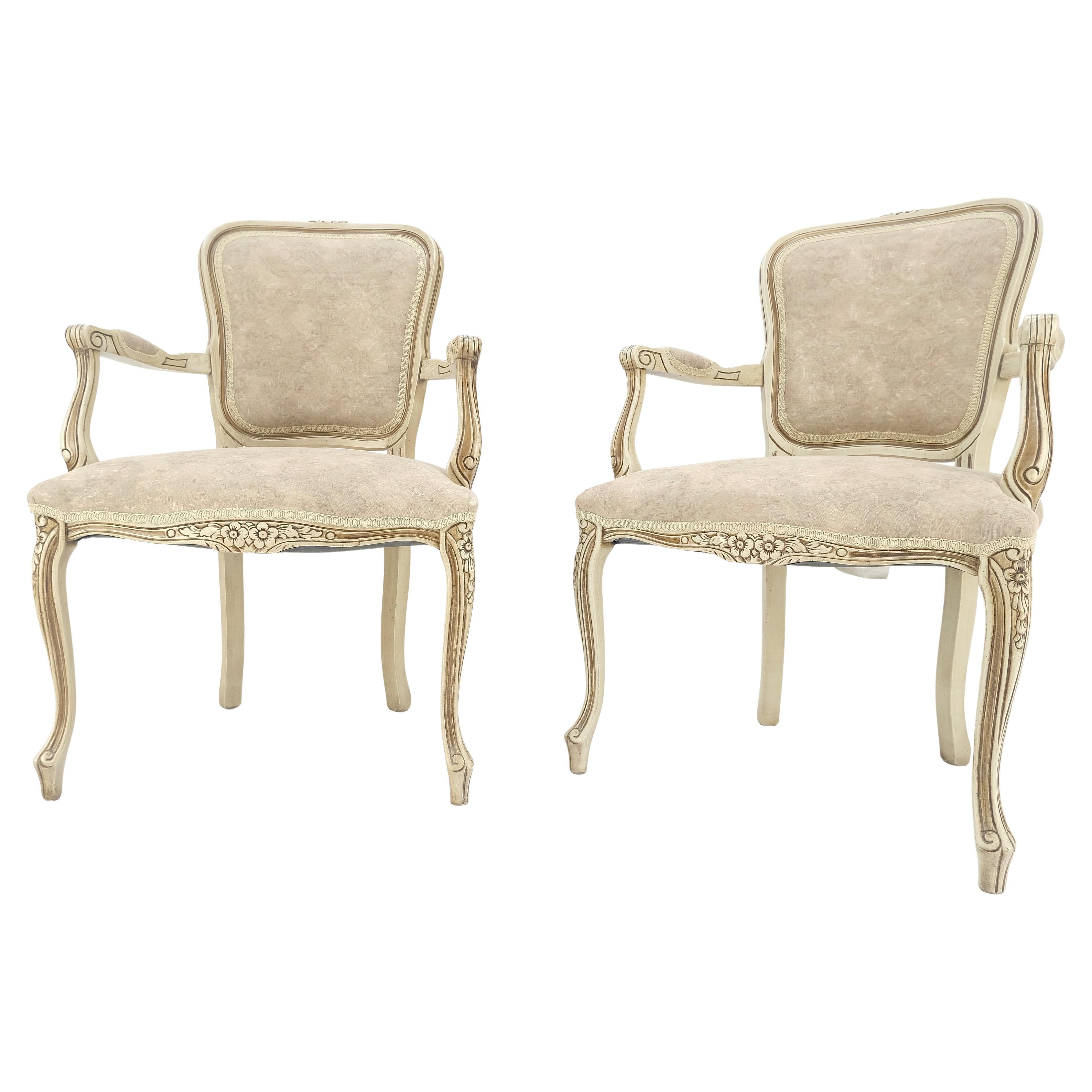 Pair of Country French Decorative Accent Fireside Beige Armchairs MINT