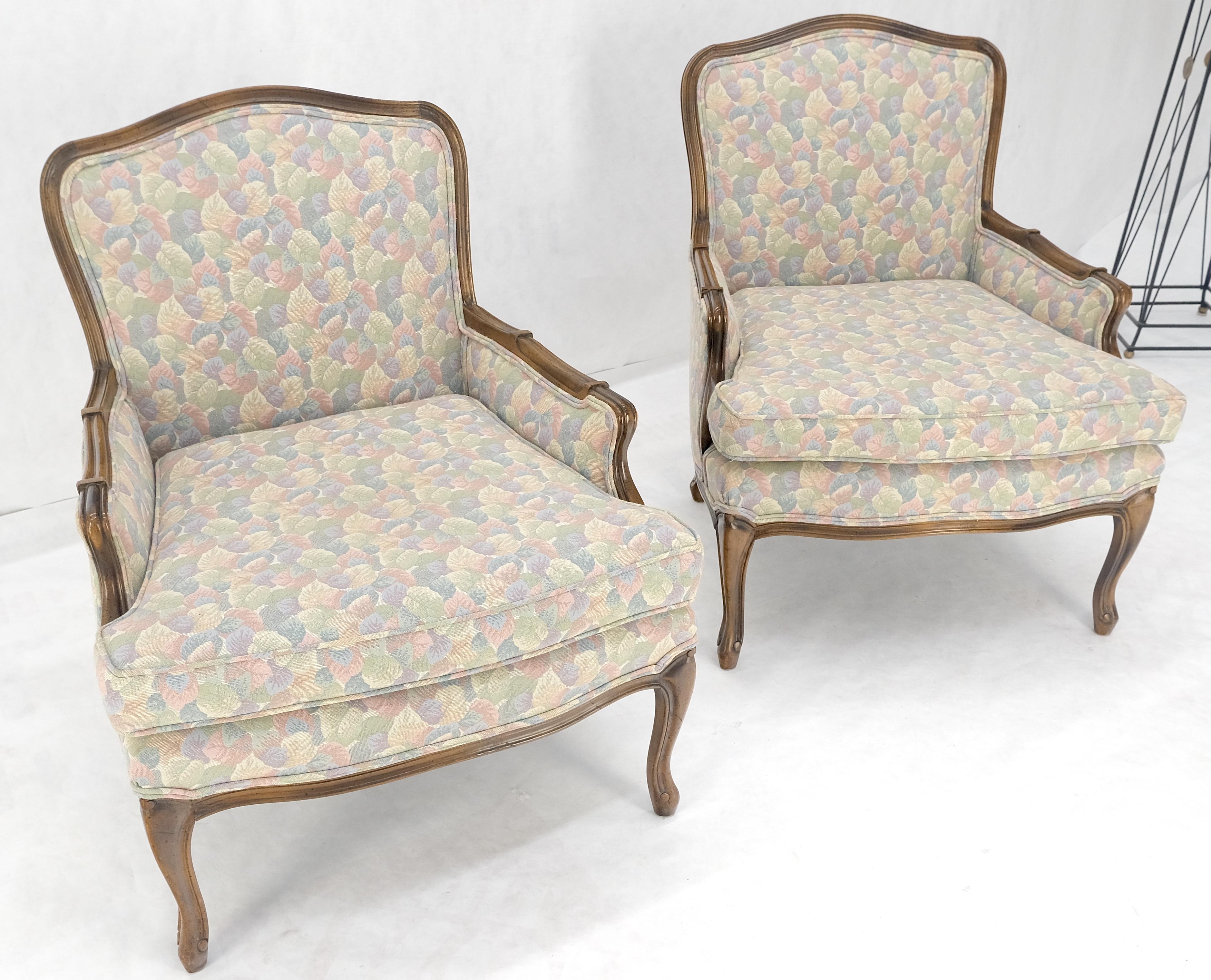 Pair of Country French Light Fruitwood Armchairs Lounge Club Chairs Floral MINT! For Sale 7