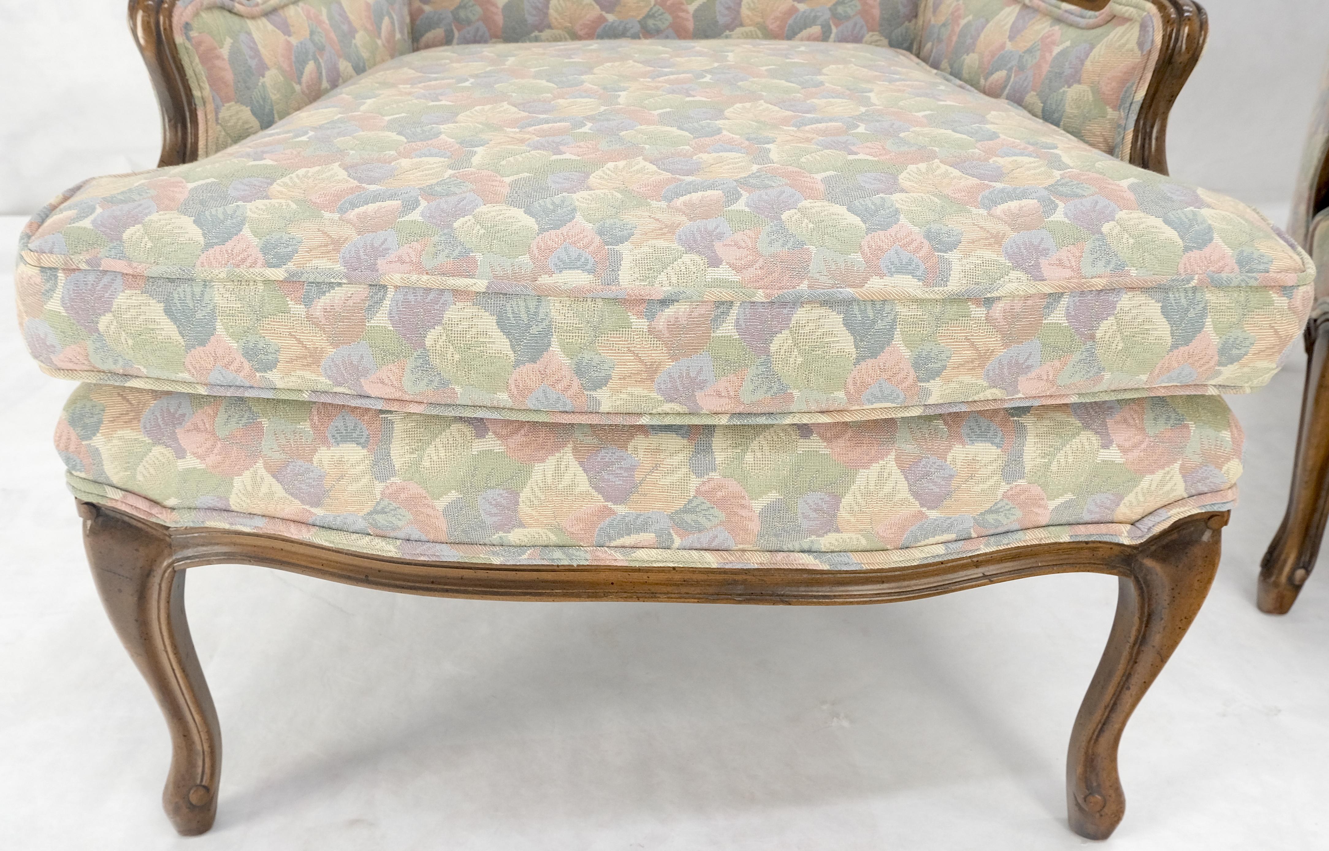 Pair of Country French Light Fruitwood Armchairs Lounge Club Chairs Floral MINT! For Sale 9