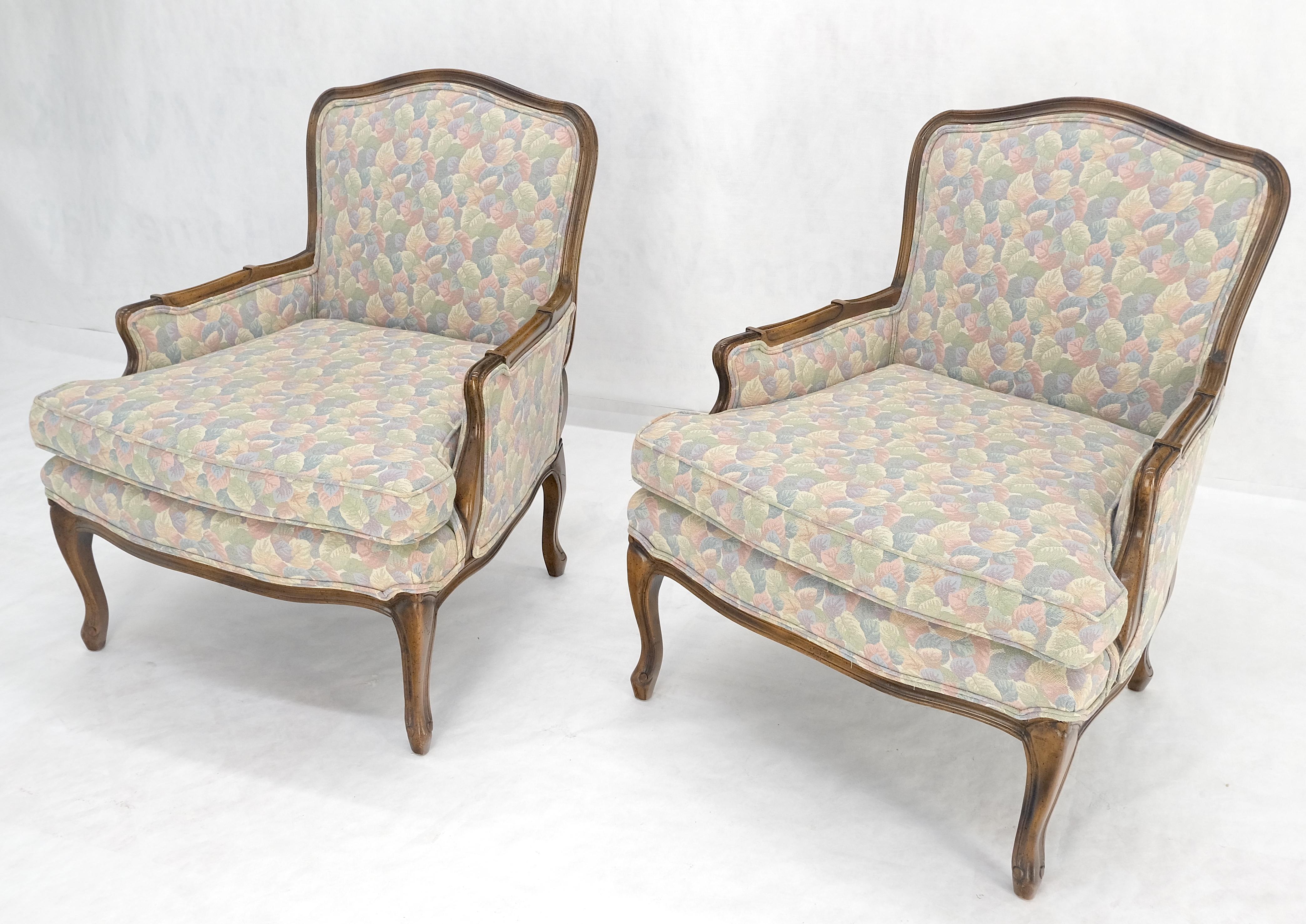 Pair of Country French Light Fruitwood Armchairs Lounge Club Chairs Floral MINT! For Sale 3