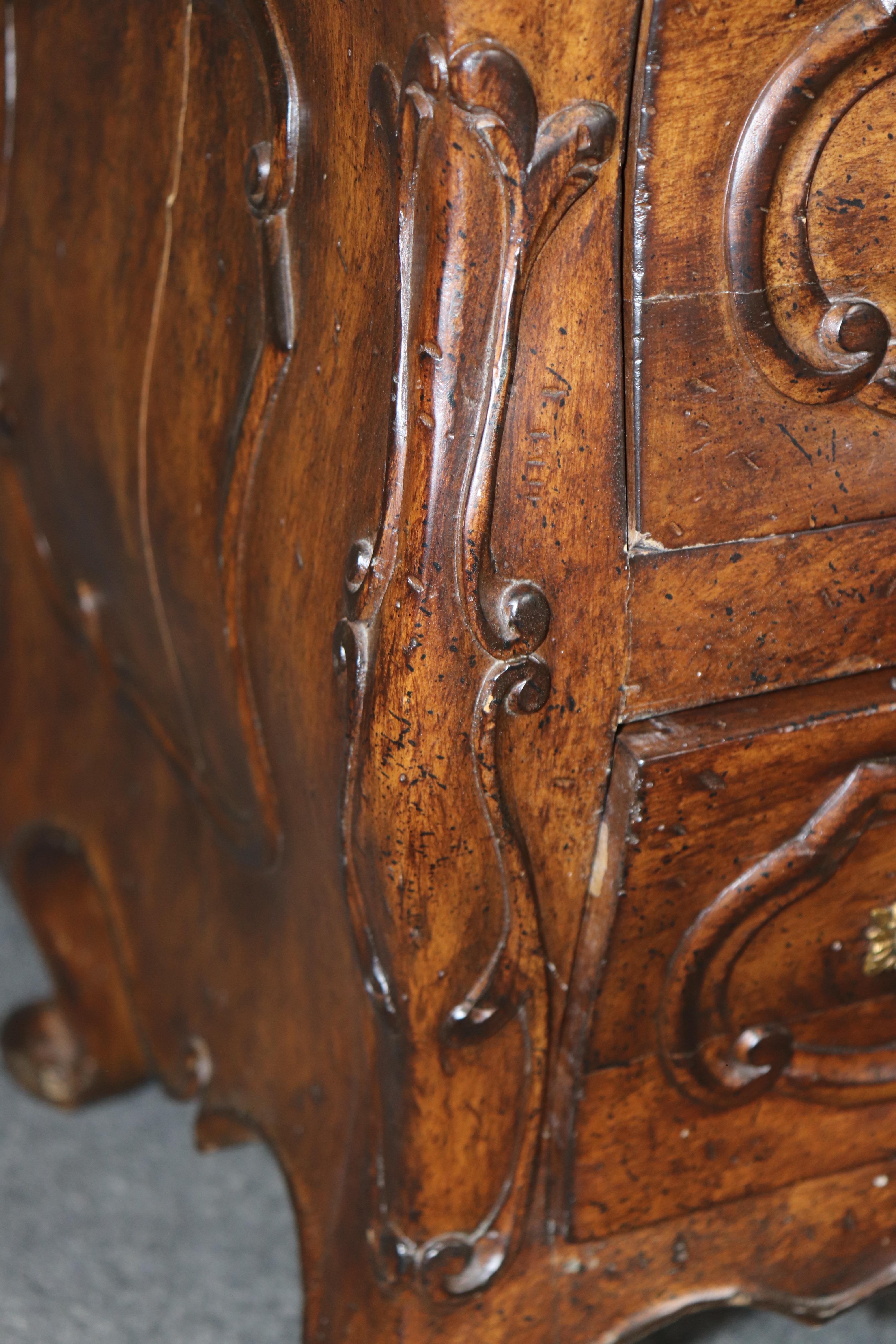 Pair of Louis XV Style Carved Two Drawer Night Stands For Sale 8