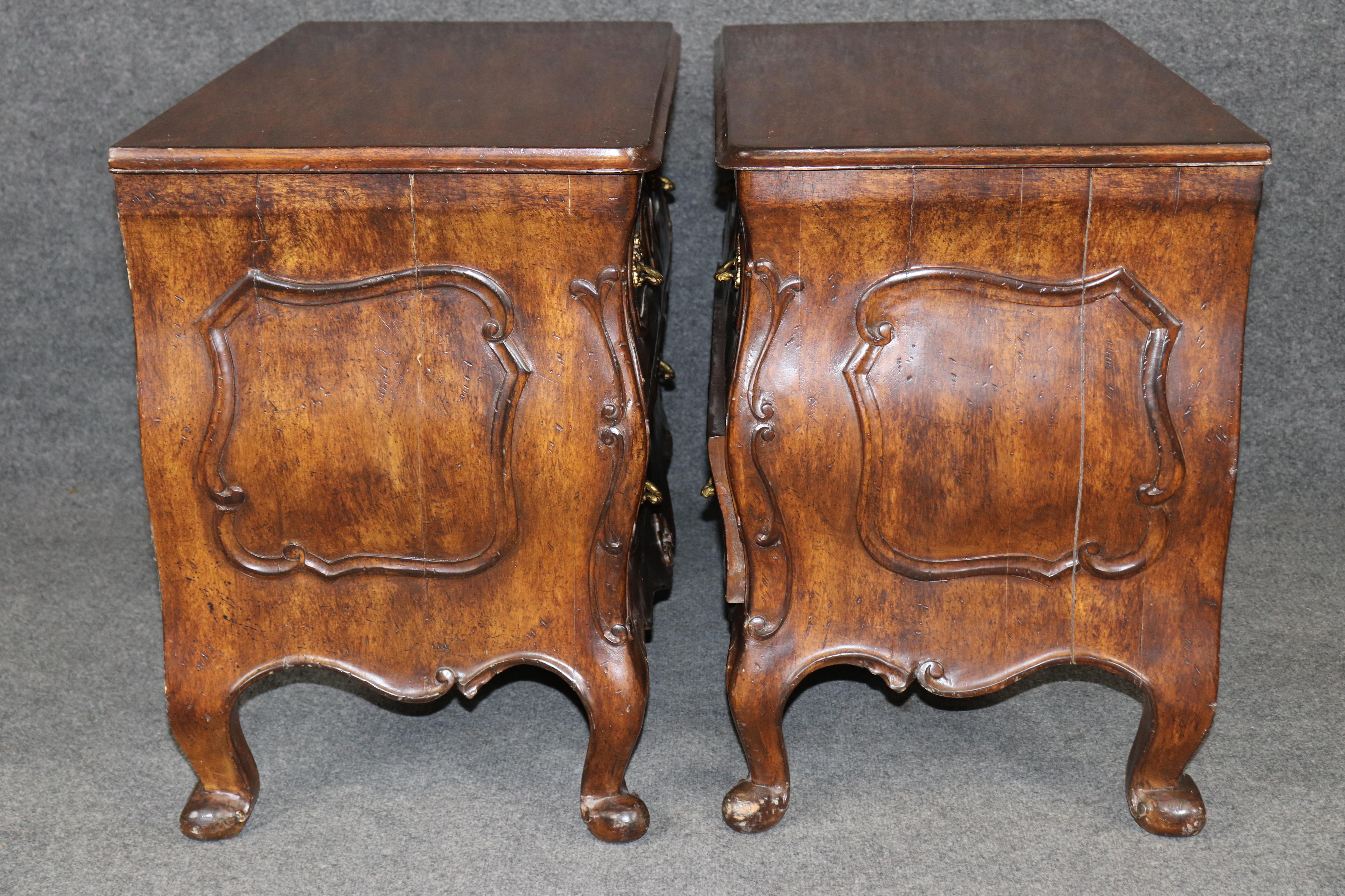 Unknown Pair of Louis XV Style Carved Two Drawer Night Stands For Sale