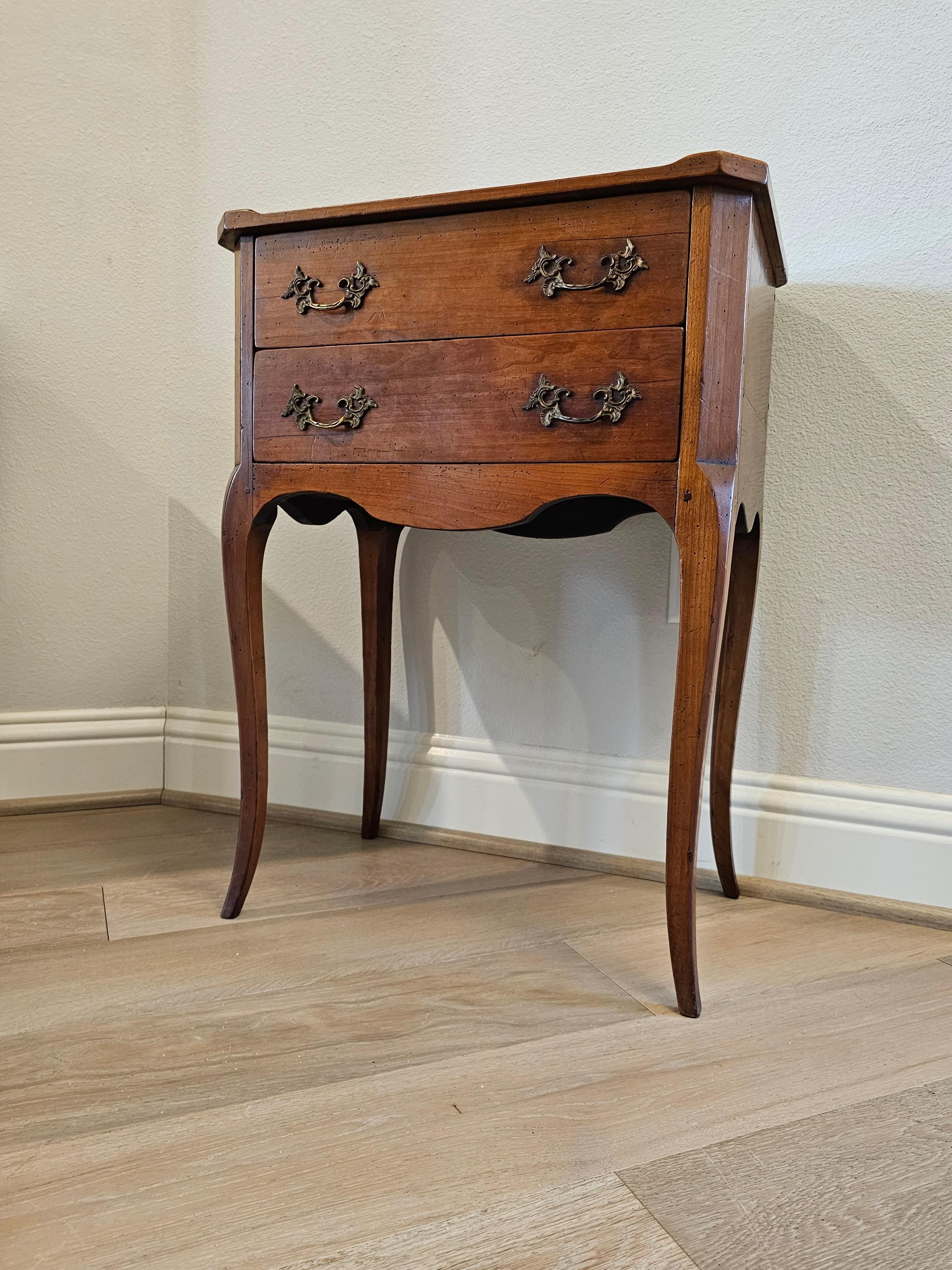 20th Century Pair of Country French Louis XV Style Fruitwood Nightstands End Tables