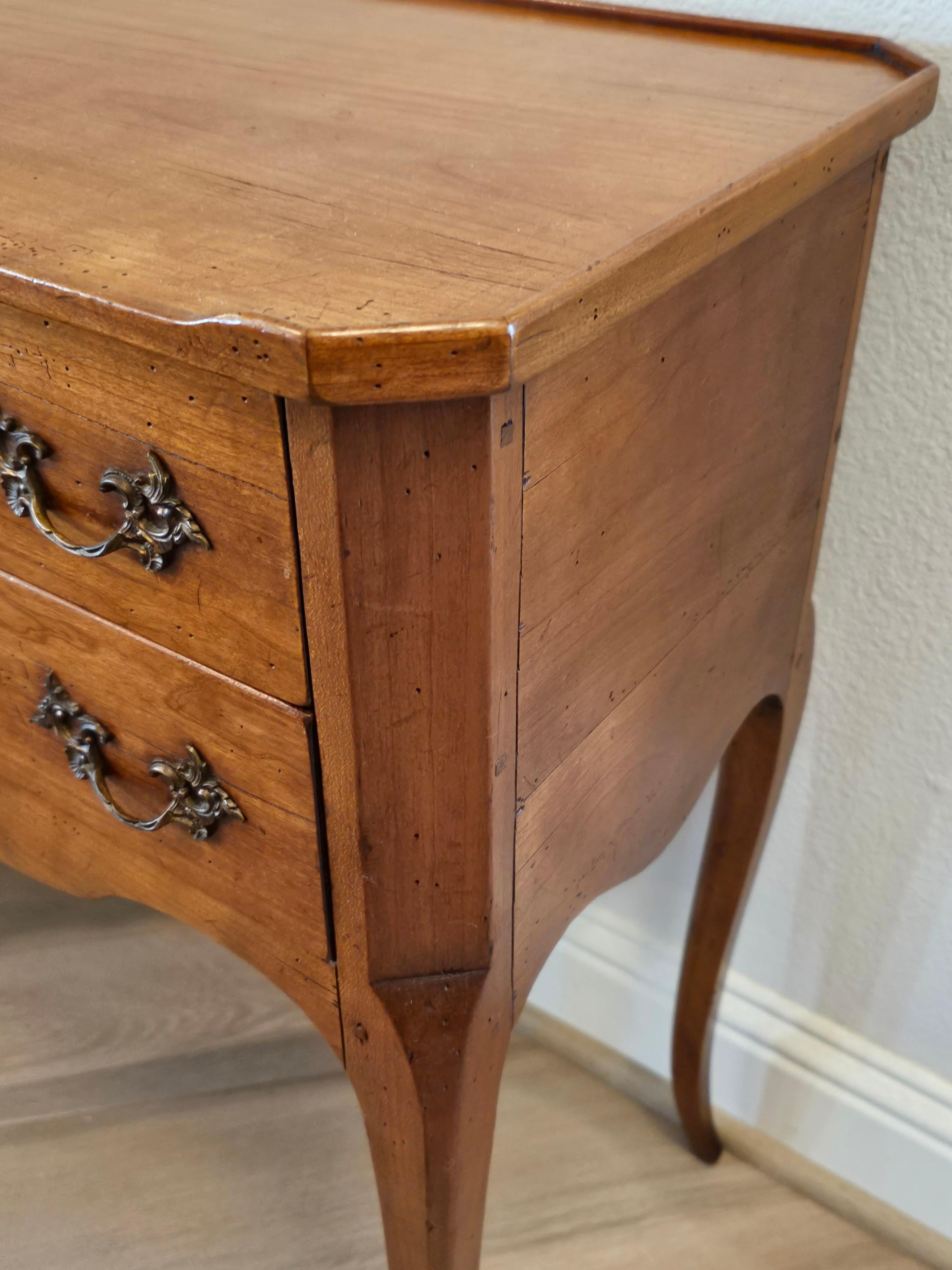 Pair of Country French Louis XV Style Fruitwood Nightstands End Tables 3