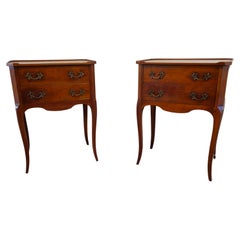 Pair of Country French Louis XV Style Fruitwood Nightstands End Tables