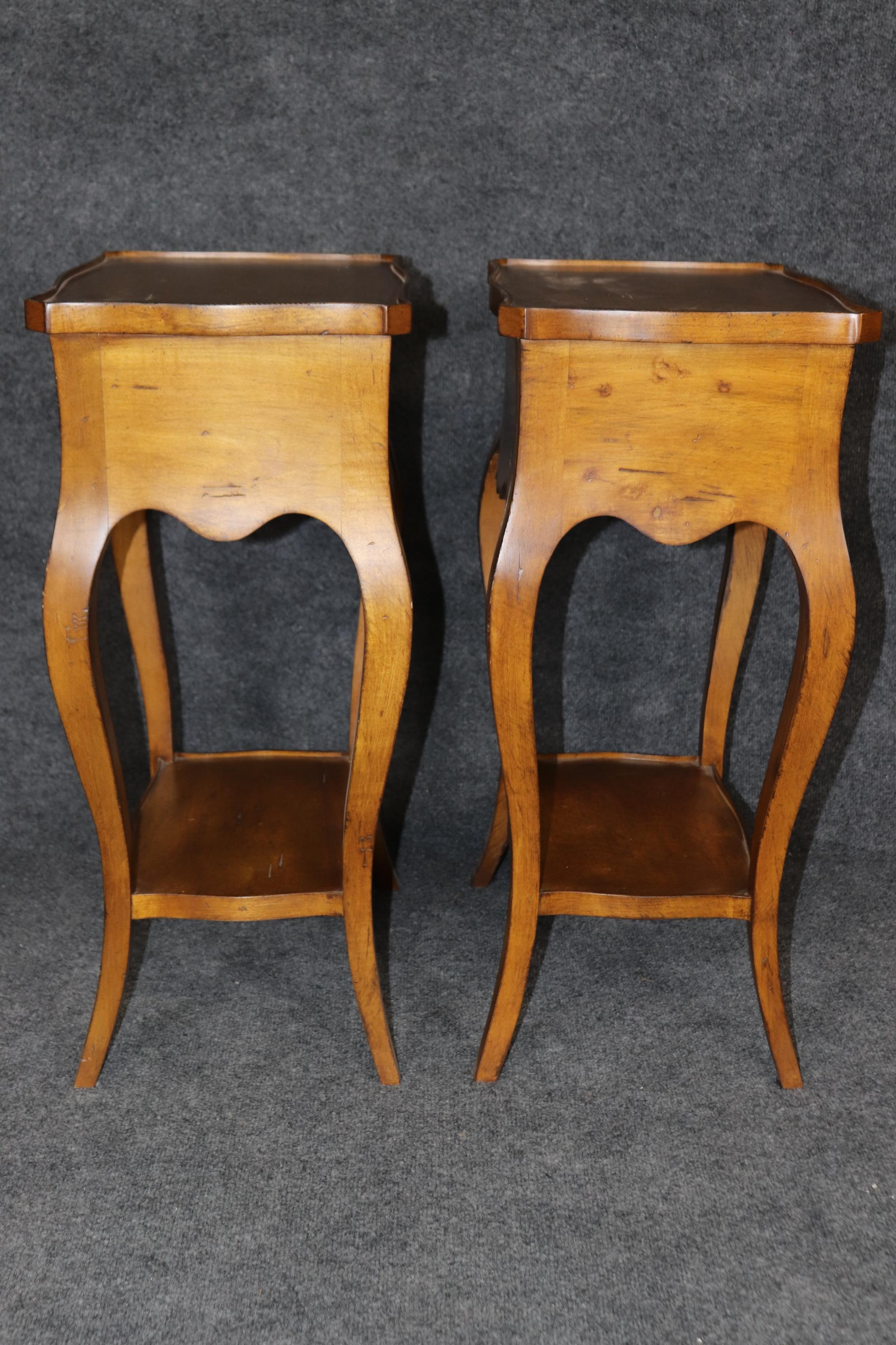 French Provincial Pair of Country French Louis XV Walnut Two Drawer End Tables Nightstands  For Sale