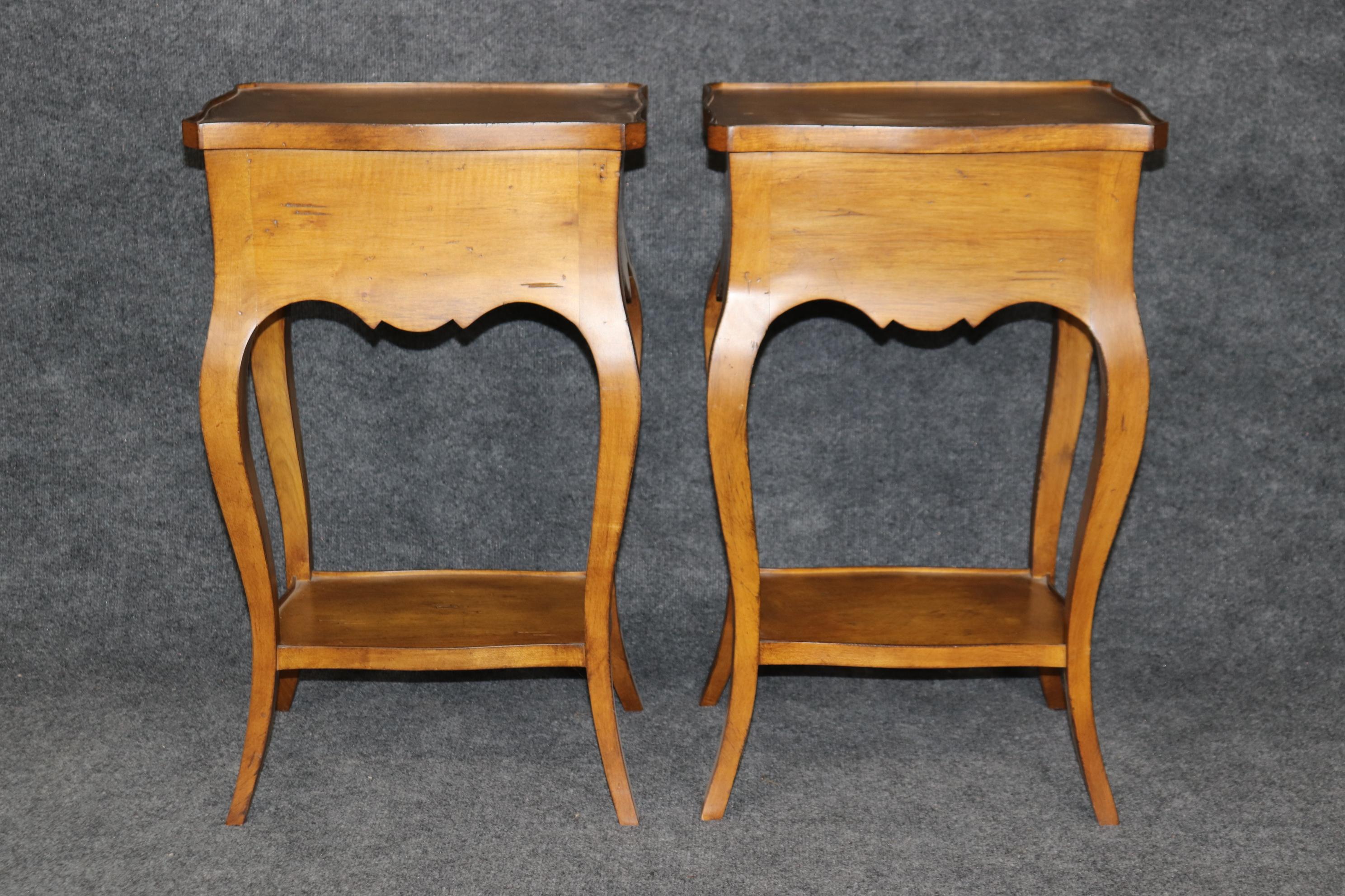 Pair of Country French Louis XV Walnut Two Drawer End Tables Nightstands  In Good Condition For Sale In Swedesboro, NJ