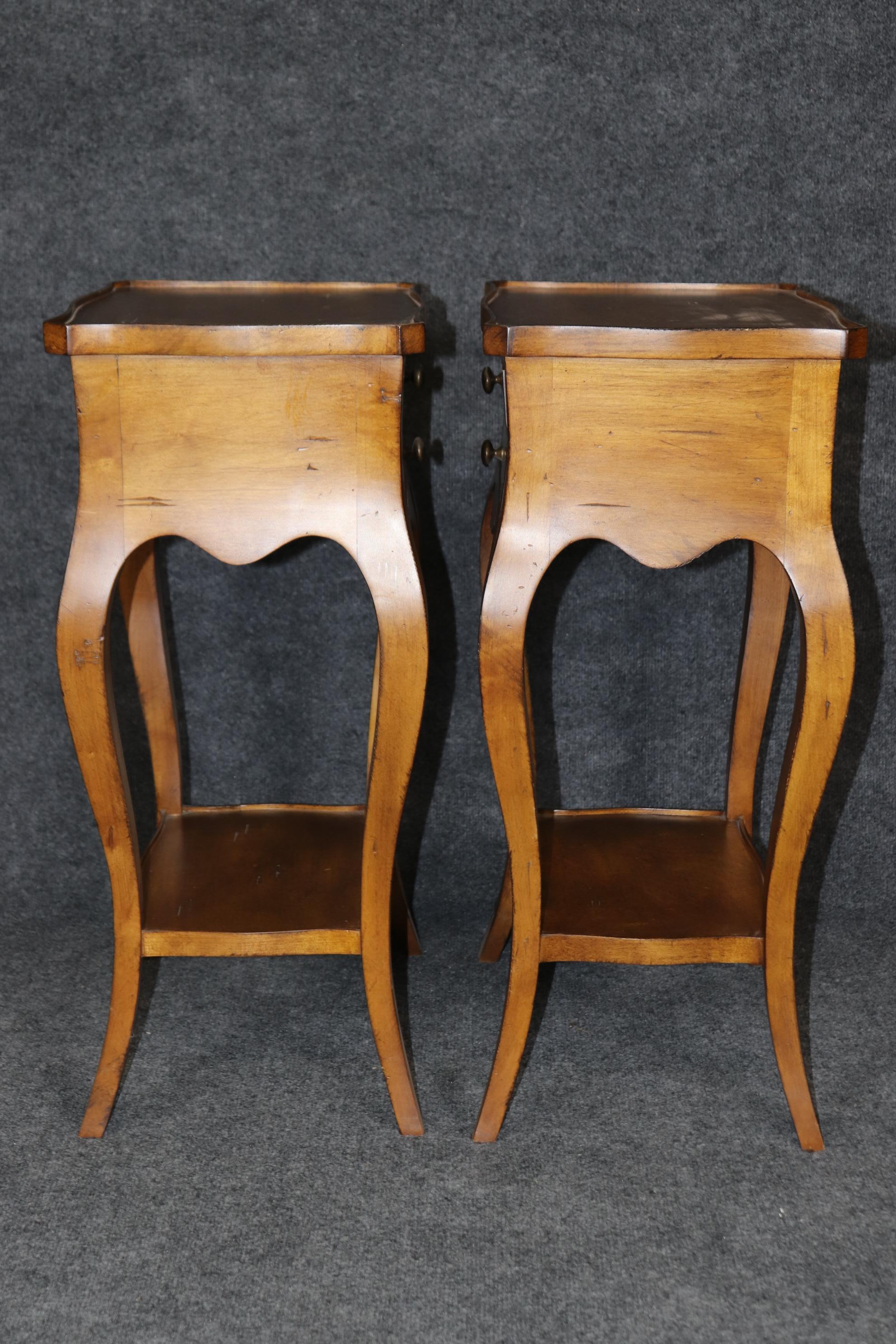 Mid-20th Century Pair of Country French Louis XV Walnut Two Drawer End Tables Nightstands  For Sale