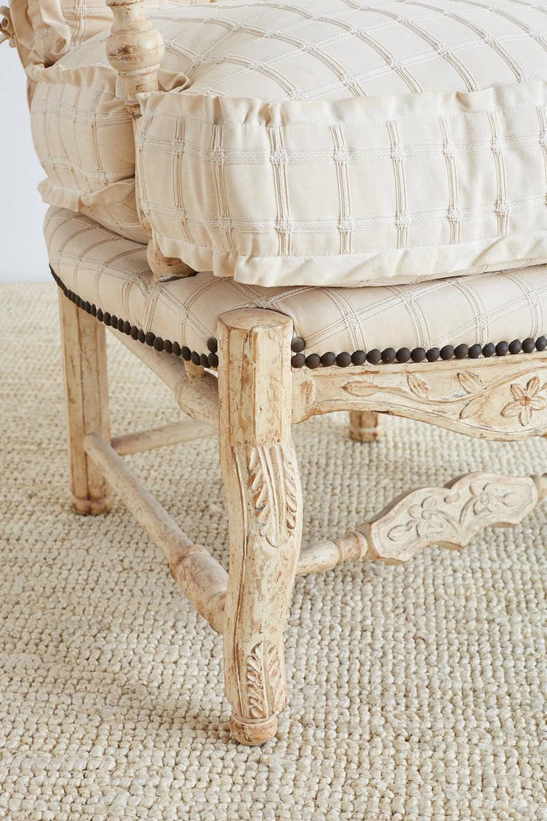 Pair of Country French Painted Fauteuil Armchairs at 1stdibs