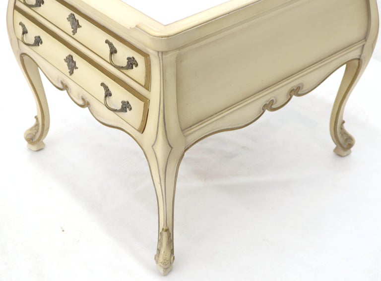Pair of Country French Provincial End Side Tables Marble Tops For Sale