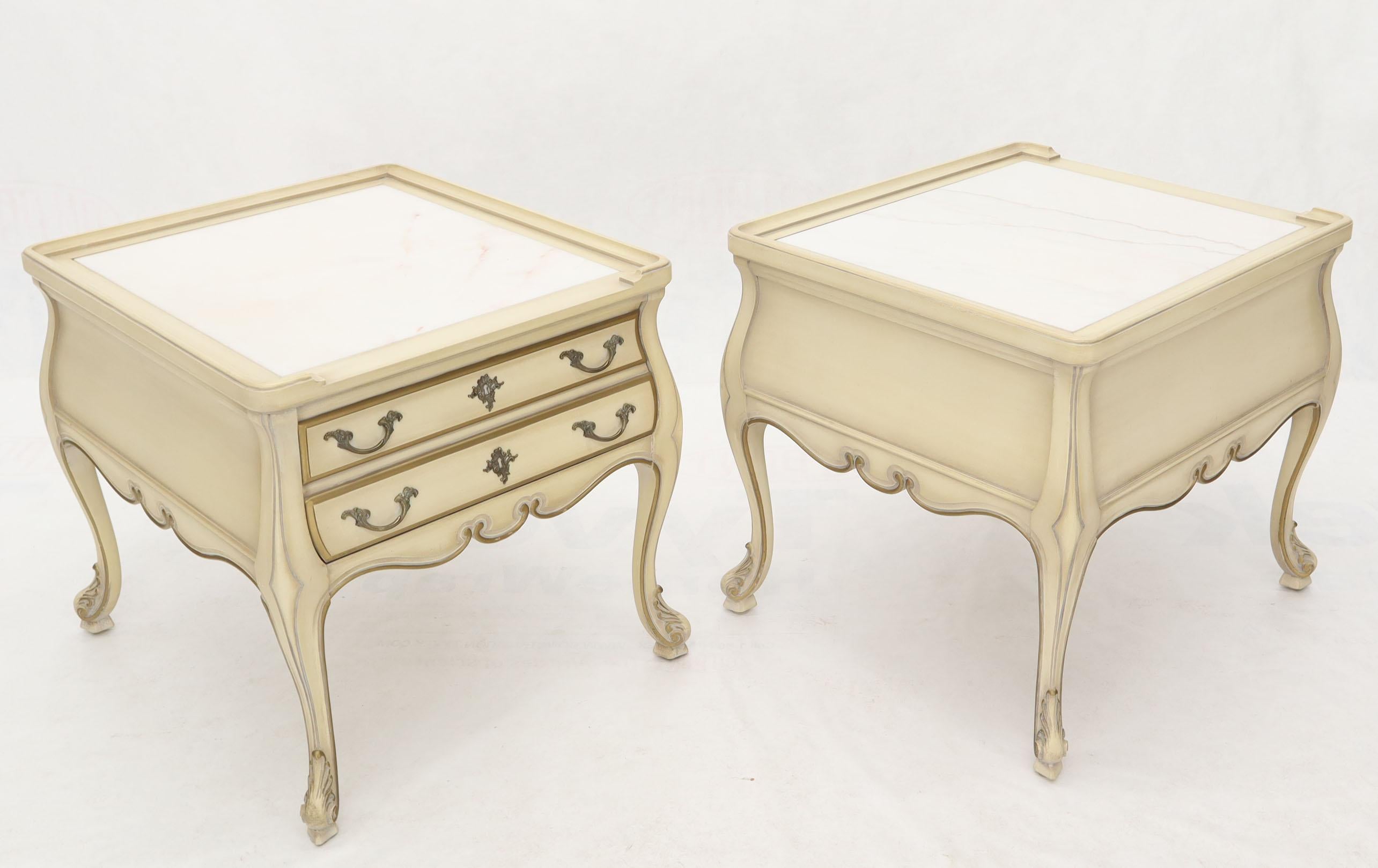 french provincial marble top end tables