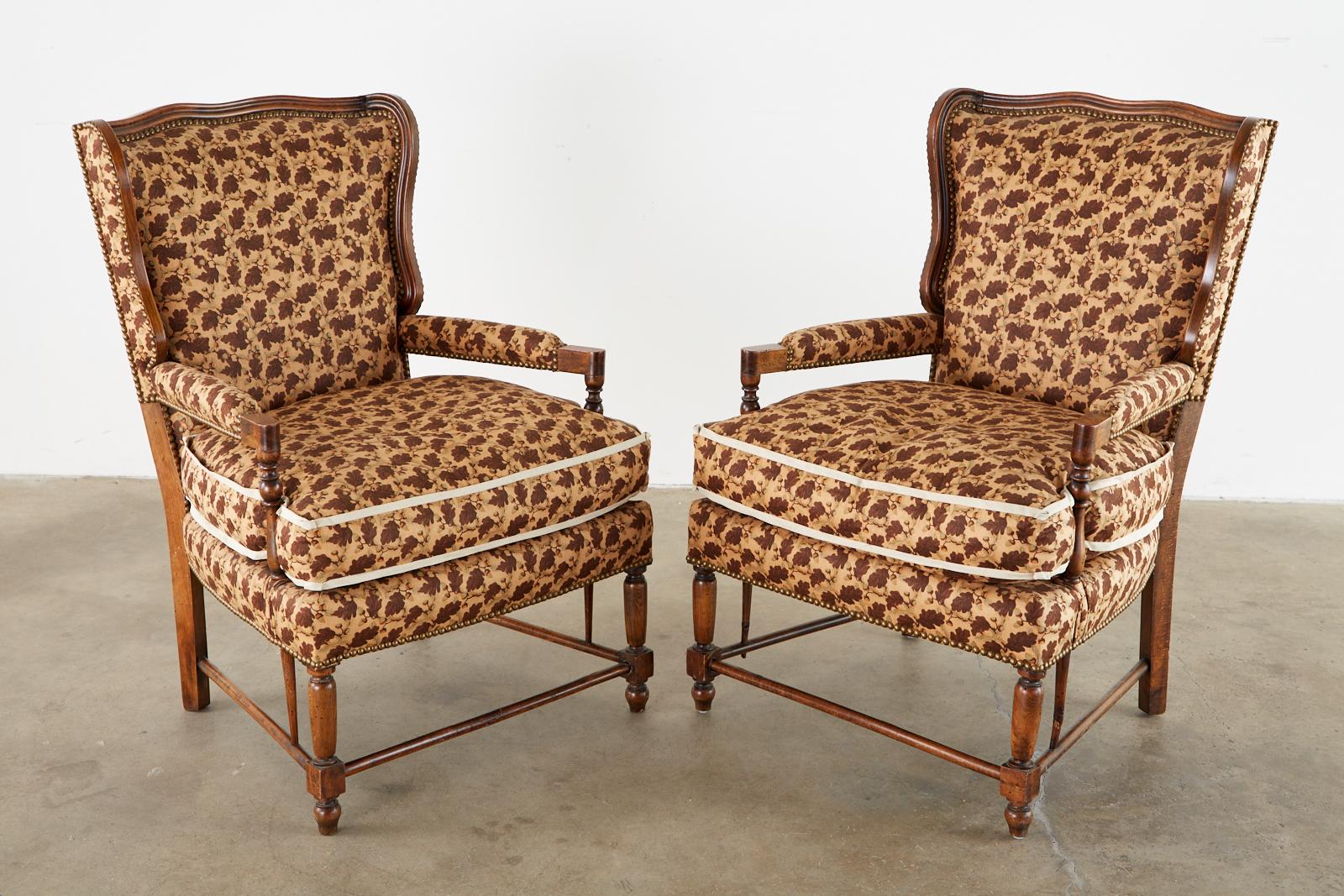 Pair of Country French Provincial Style Wingback Chairs 2