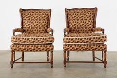 Pair of Country French Provincial Style Wingback Chairs