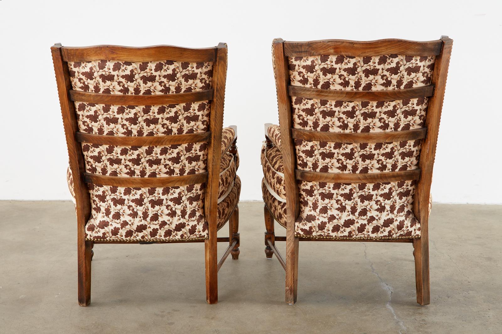 Pair of Country French Provincial Style Wingback Chairs 11