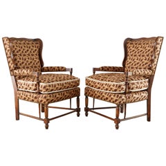 french provincial wingback chair Pair of Country French Provincial Style Wingback Chairs