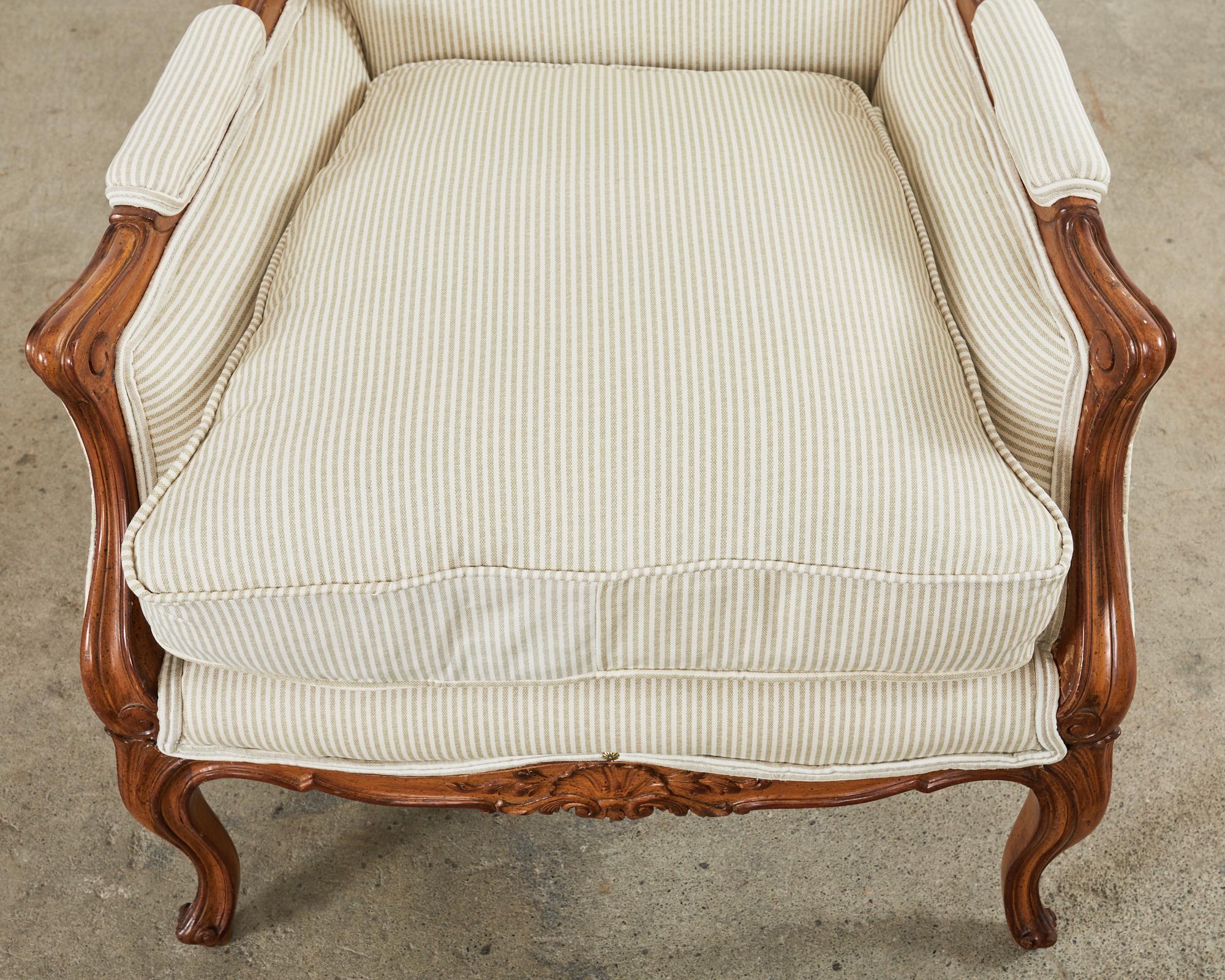 Pair of Country French Provincial Walnut Carved Armchairs For Sale 9