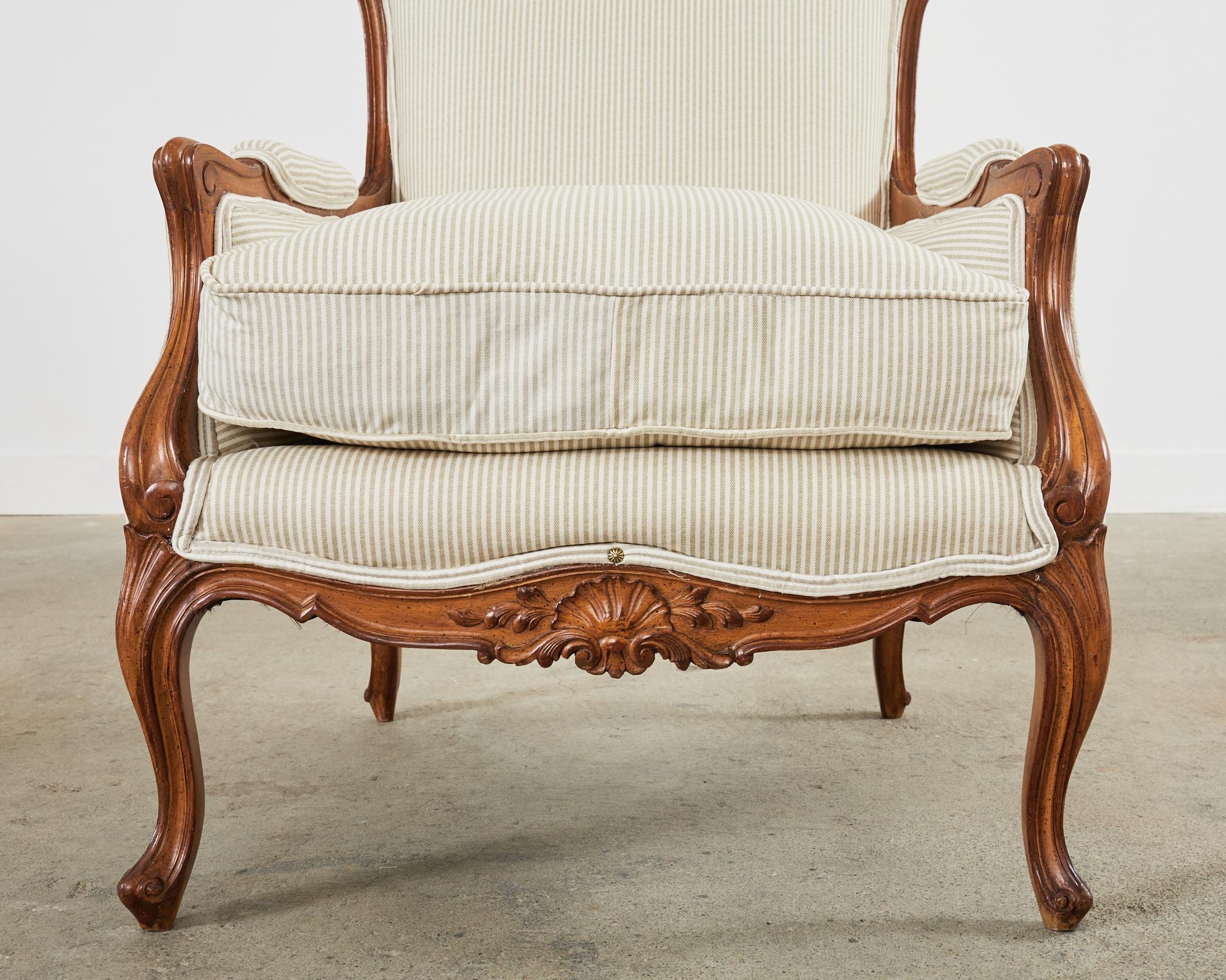 Pair of Country French Provincial Walnut Carved Armchairs For Sale 10