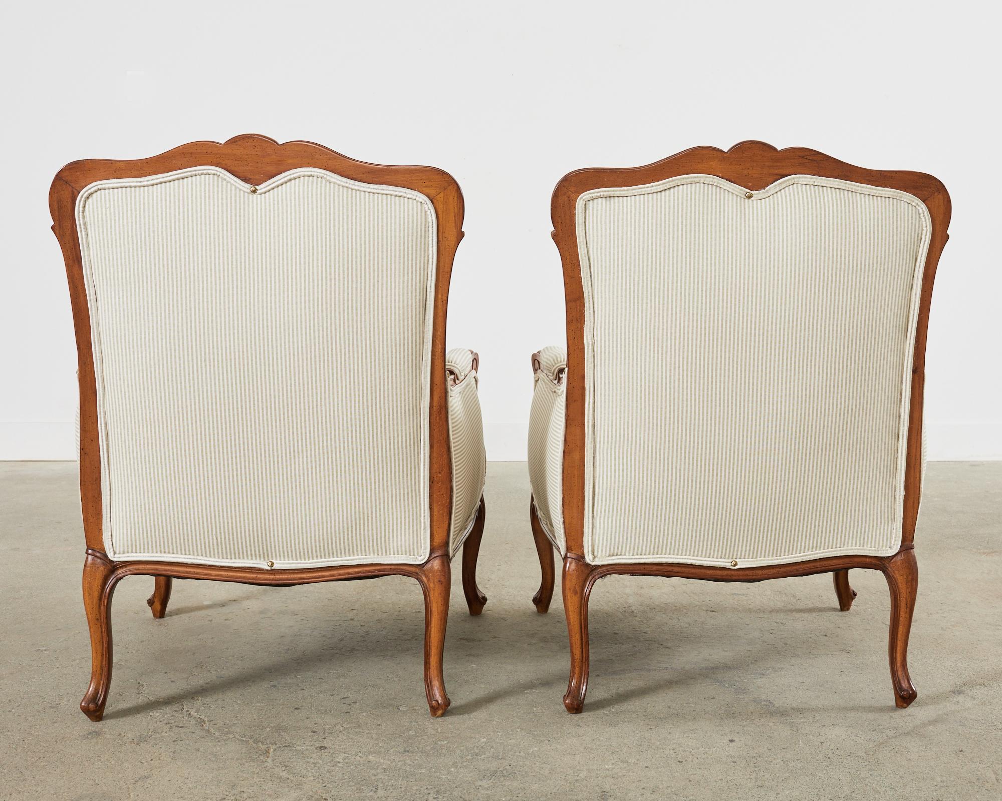 Pair of Country French Provincial Walnut Carved Armchairs For Sale 12