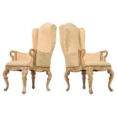 Coppia di poltrone Wingback Bergère della Provincia Francese