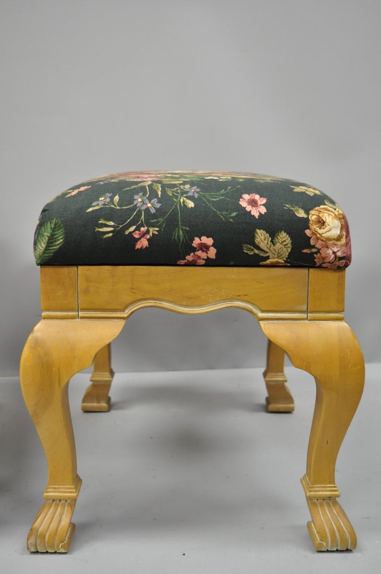 Pair Of Country French Style Cabriole Leg Hoof Foot Upholstered