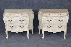 Pair of Country French Style Distressed Paint Decorated 3 Drawer Night stands