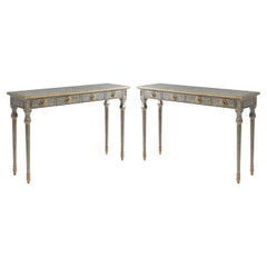 Pair of Country Grey Painted Console Tables
