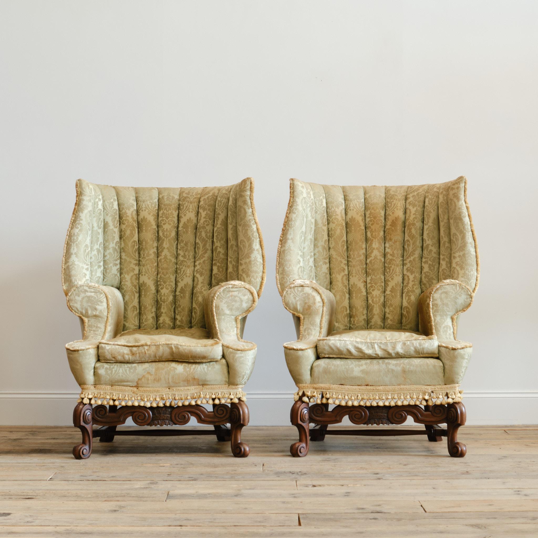Georgian Pair of Country House Barrel Back Armchairs c1900 For Sale