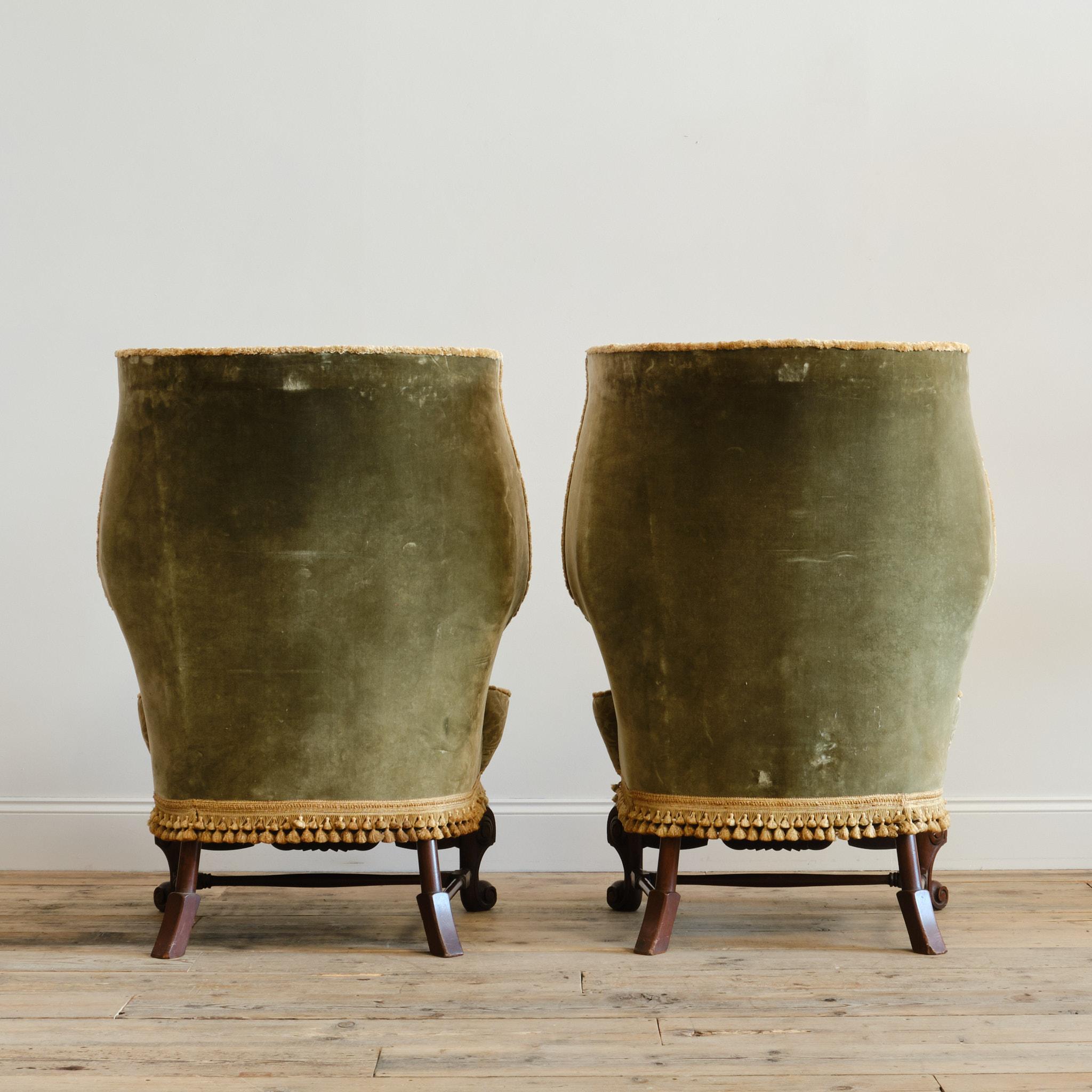 Walnut Pair of Country House Barrel Back Armchairs c1900 For Sale