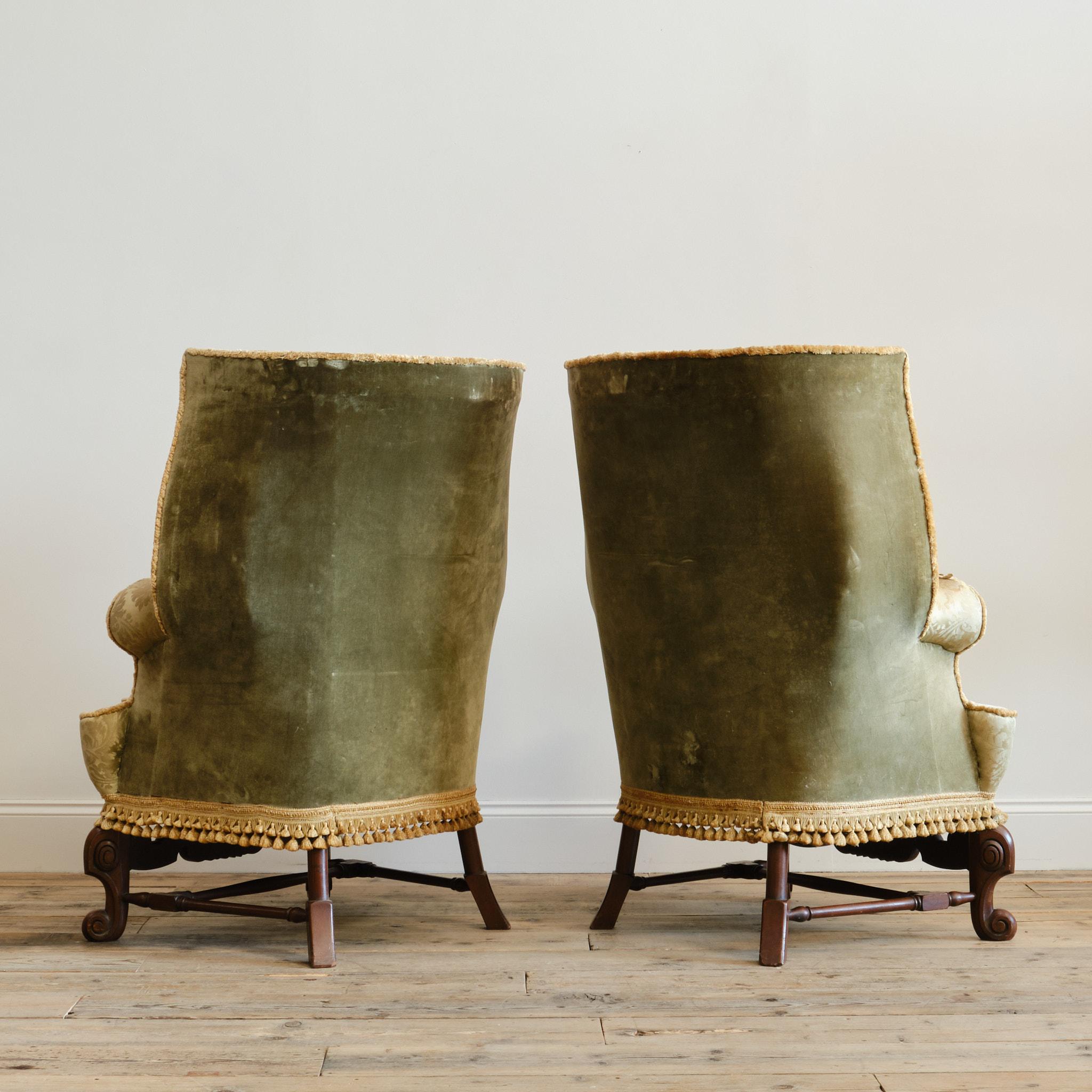 Pair of Country House Barrel Back Armchairs c1900 For Sale 1