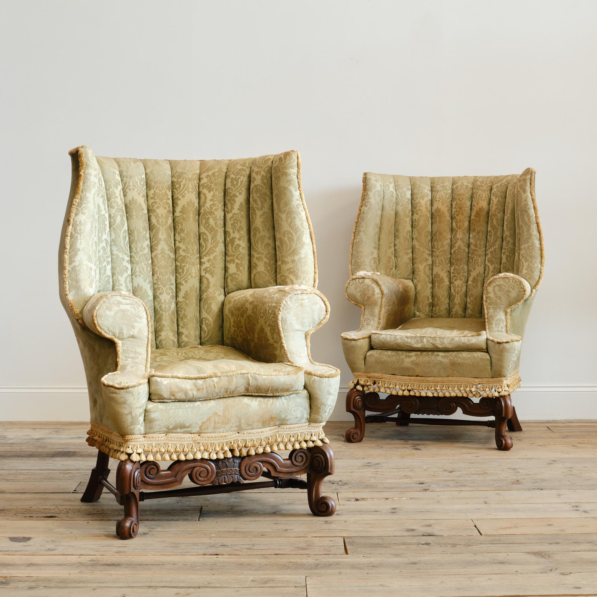Pair of Country House Barrel Back Armchairs c1900 For Sale 2