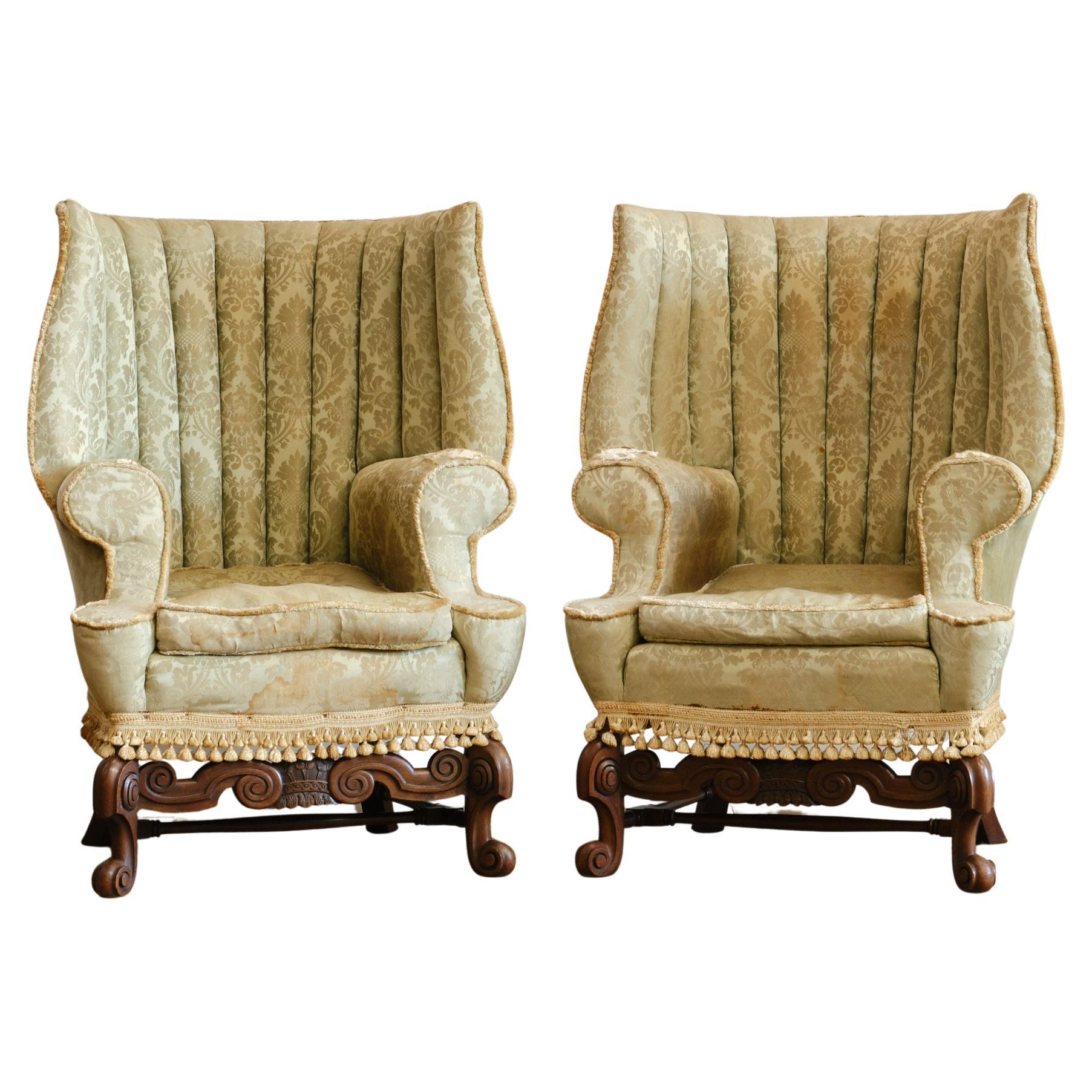 Pair of Country House Barrel Back Armchairs c1900