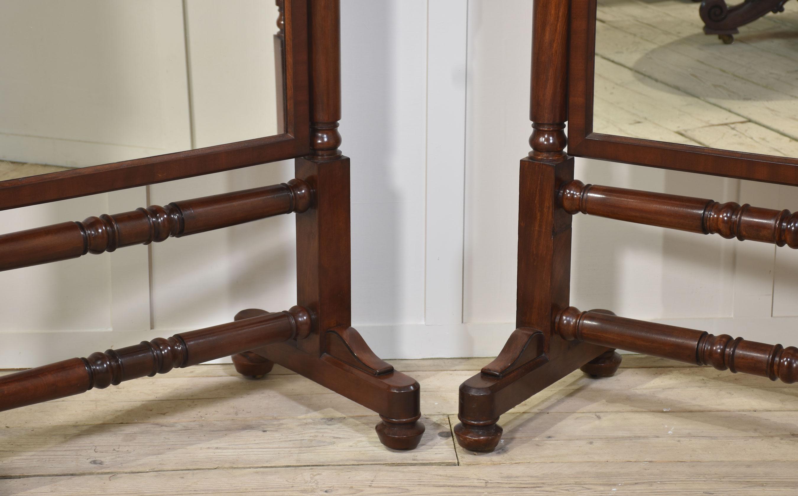 19th Century Pair of Country house Cheval mirrors For Sale