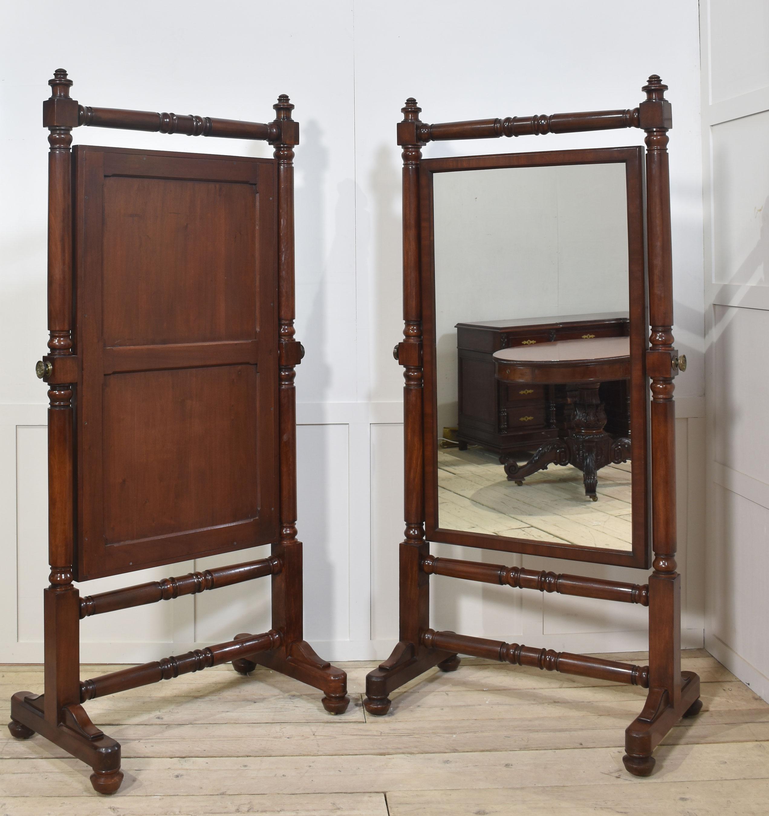 Wood Pair of Country house Cheval mirrors For Sale