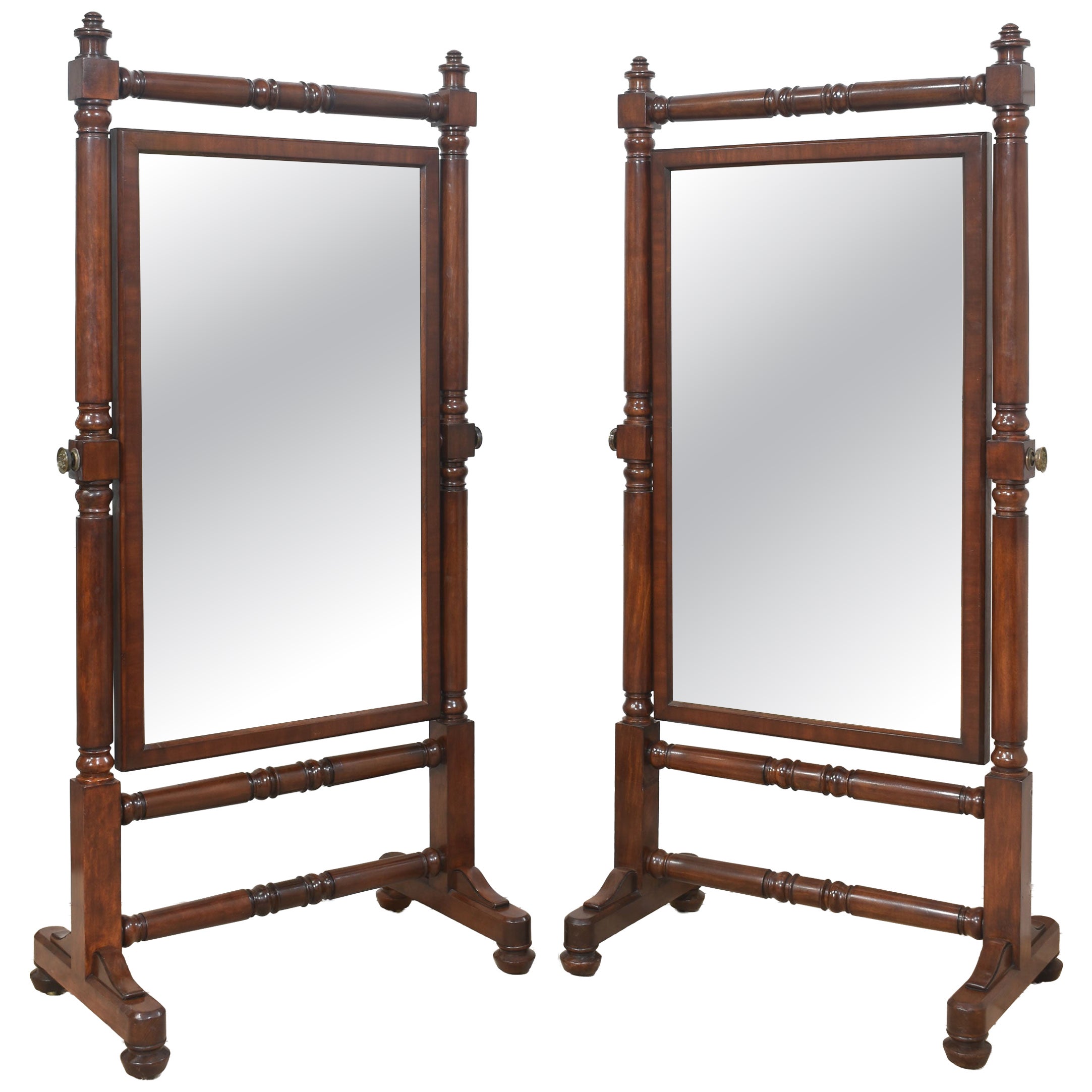 Pair of Country house Cheval mirrors For Sale