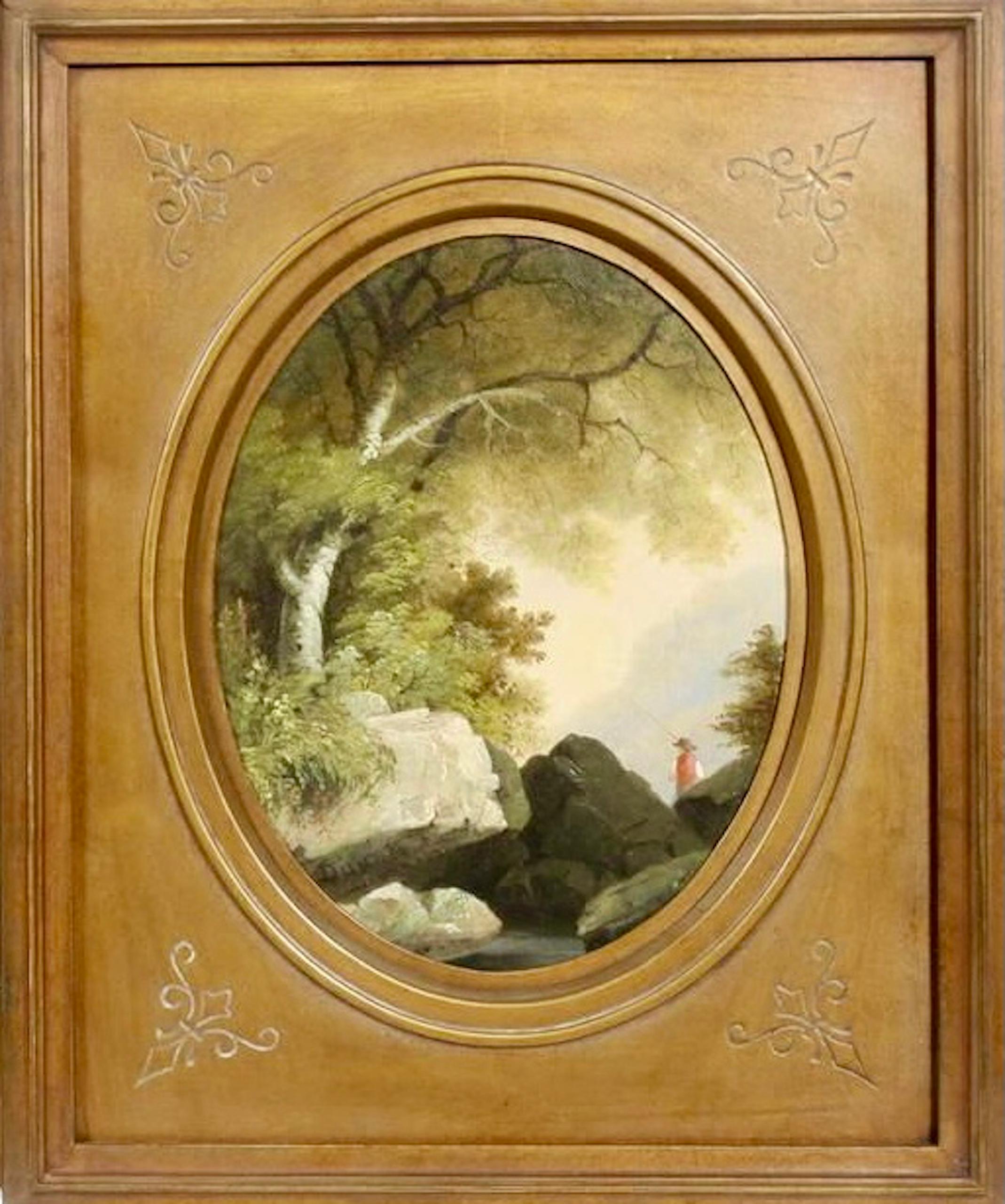 A pair of oil on panel paintings featuring the 
