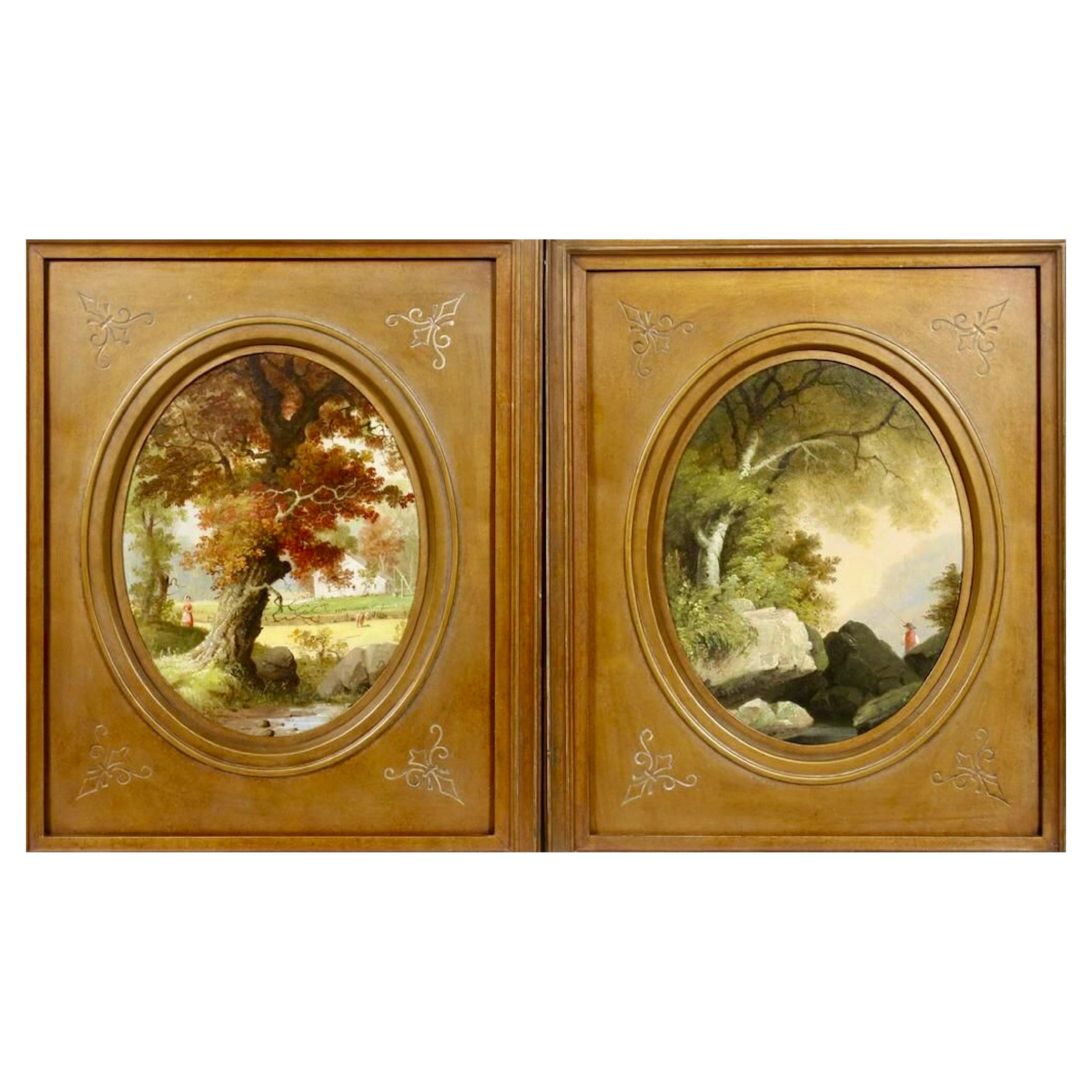 "Pair of Country Life Scenes" by George Henry Durrie For Sale